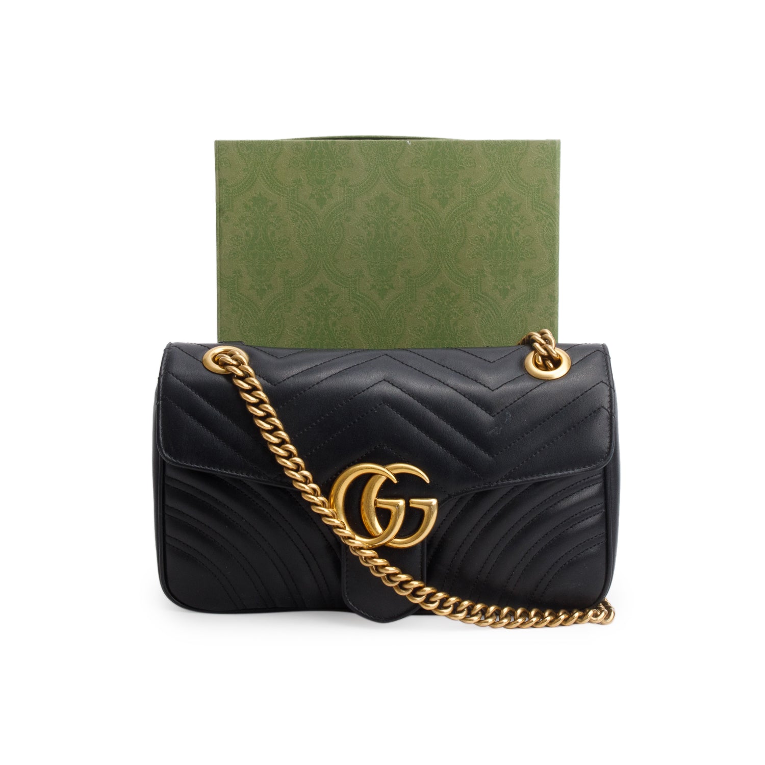 Gucci Black GG Marmont Matelasse Small Shoulder Bag w/ Box