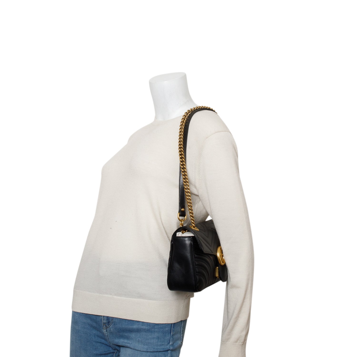 Gucci Black GG Marmont Matelasse Small Shoulder Bag w/ Box