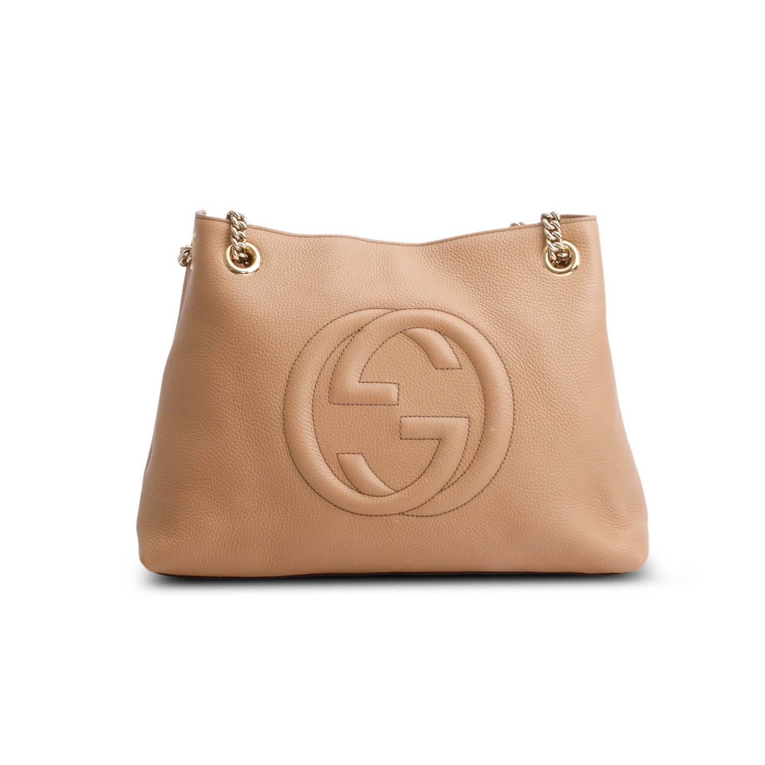 Gucci Brown Pebbled Calfskin Medium Soho Chain Shoulder Bag