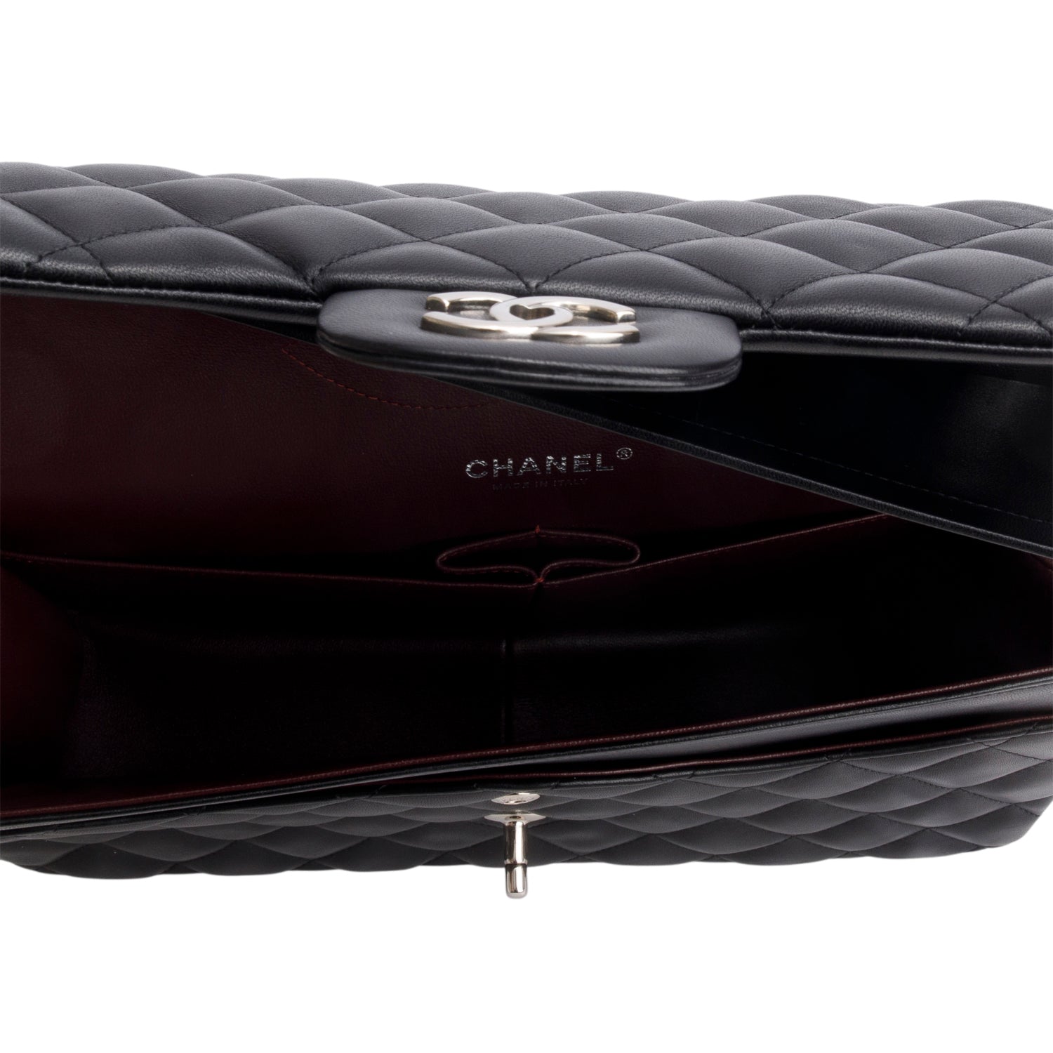 Chanel Black Quilted Lambskin Leather Classic Jumbo Double Flap Bag w/ Box & Authenticity Card
