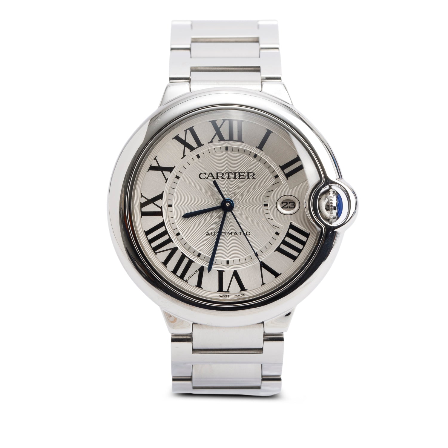 Cartier Stainless Steel Ballon Bleu de Cartier 42 MM Automatic Watch Silver Dial 3001 w/ Box & Papers