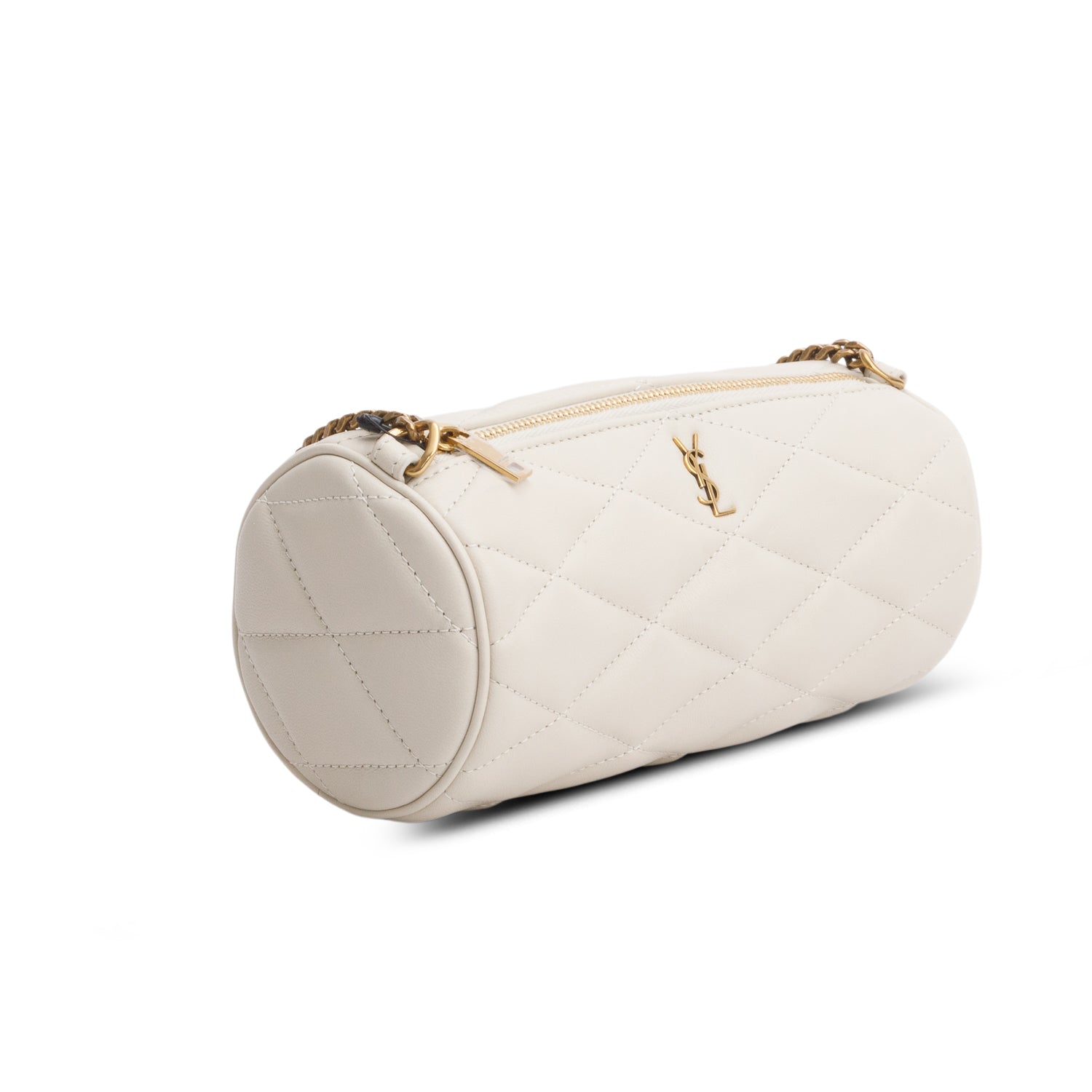 Saint Laurent 2022 Ivory Quilted Lambskin Leather Mini Sade Tube Bag