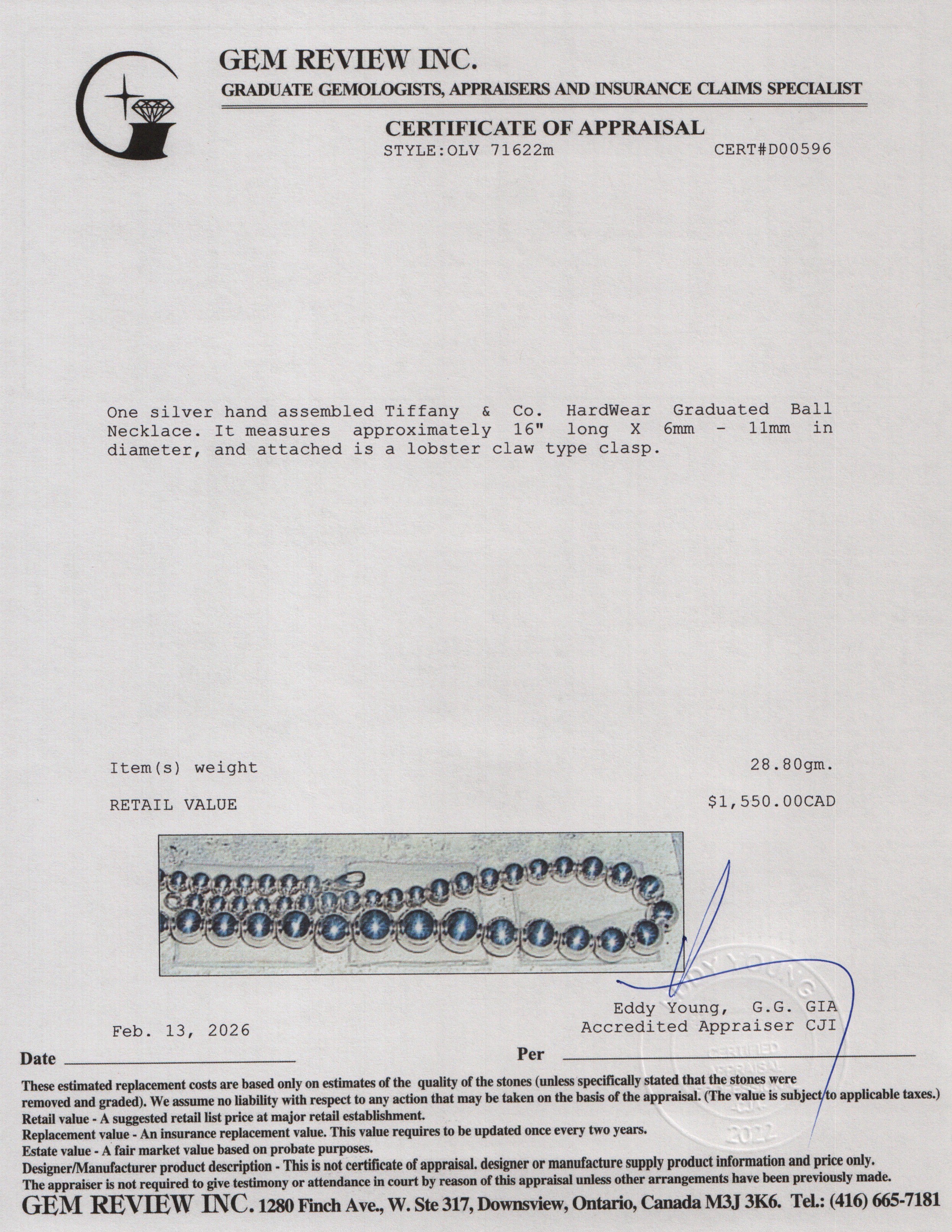 Tiffany & Co. Sterling Silver HardWear Graduated Ball Necklace