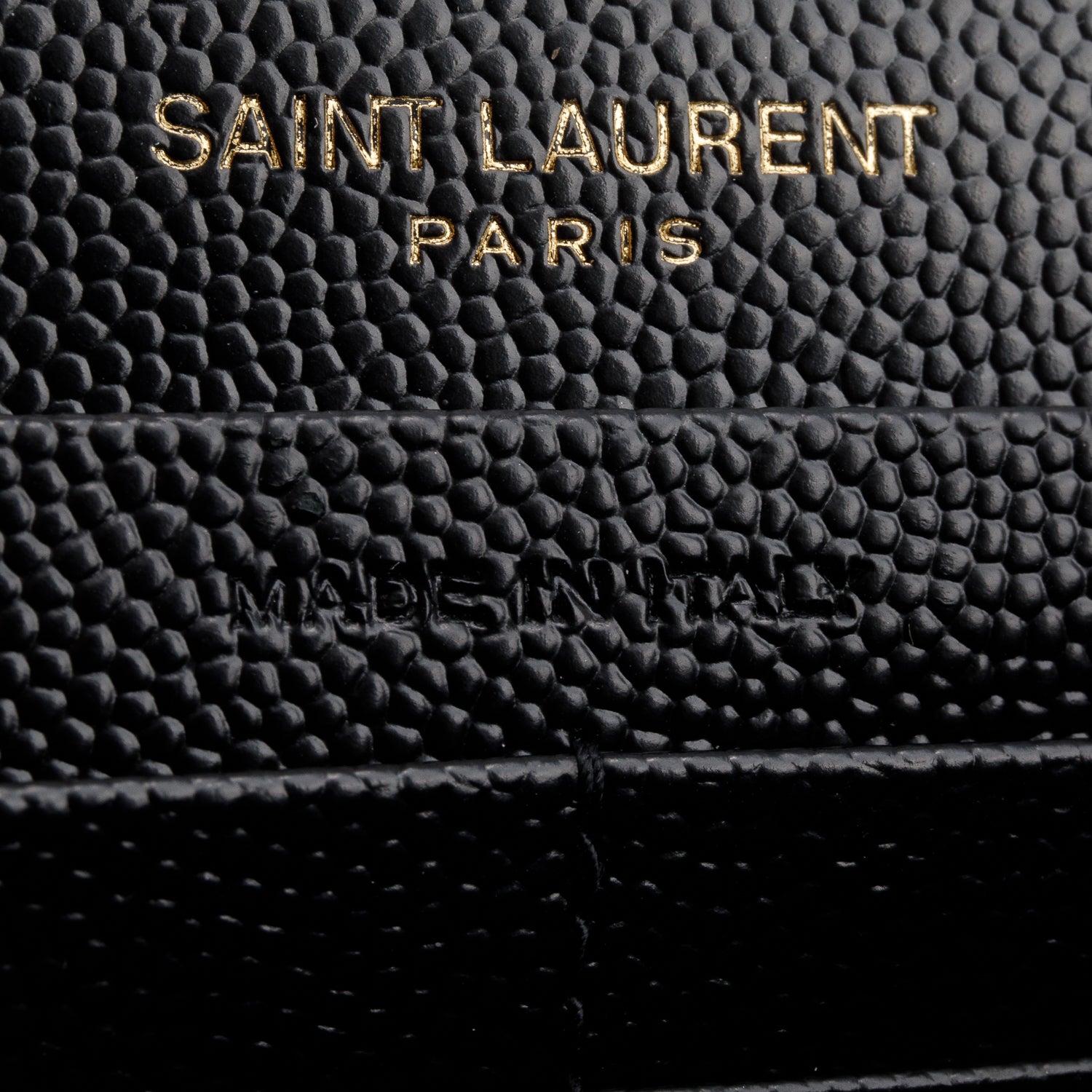 Saint Laurent 2024 Black Grain de Poudre Matelasse Chevron Monogram Chain Wallet w/ Box & Receipt