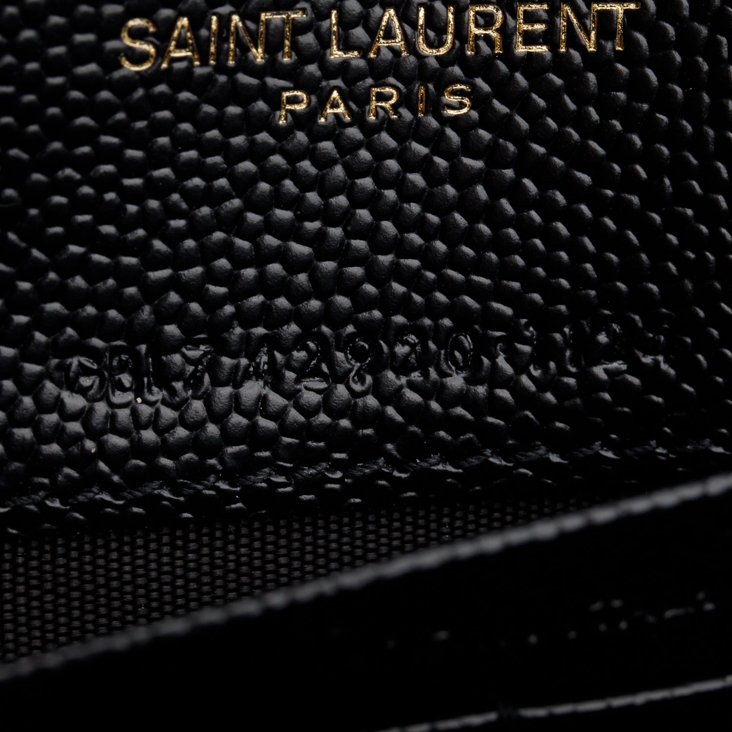 Saint Laurent 2024 Black Grain de Poudre Matelasse Chevron Monogram Chain Wallet w/ Box & Receipt