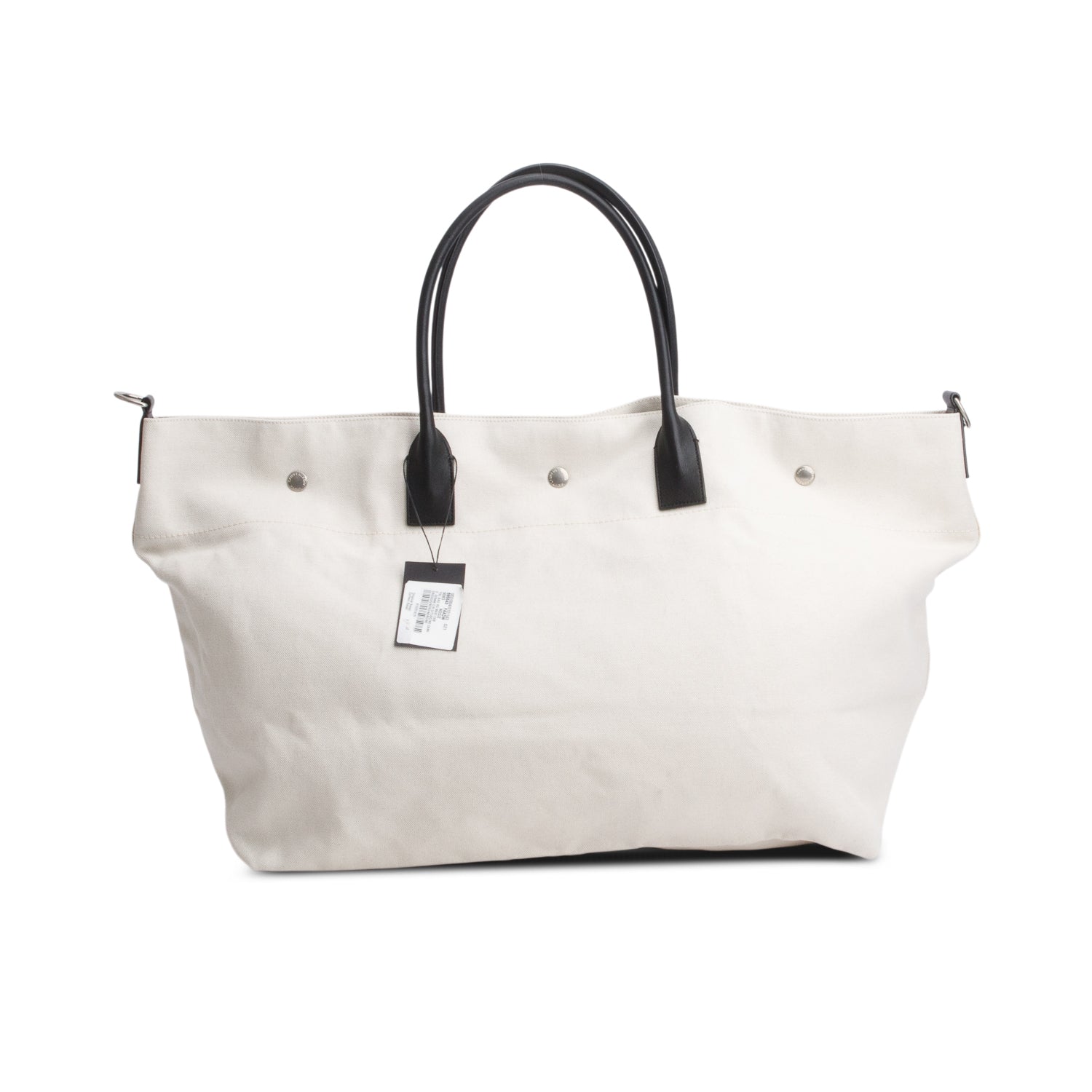 Saint Laurent 2022 Beige Linen Calfskin Rive Gauche Maxi Tote w/ Strap