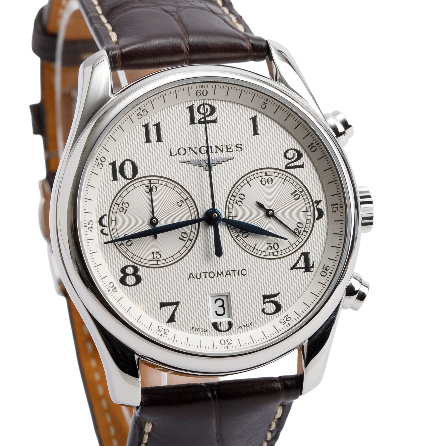 Longines Stainless Steel Master Collection 40 MM Chronograph Automatic Watch Silver Dial w/ Box & Papers