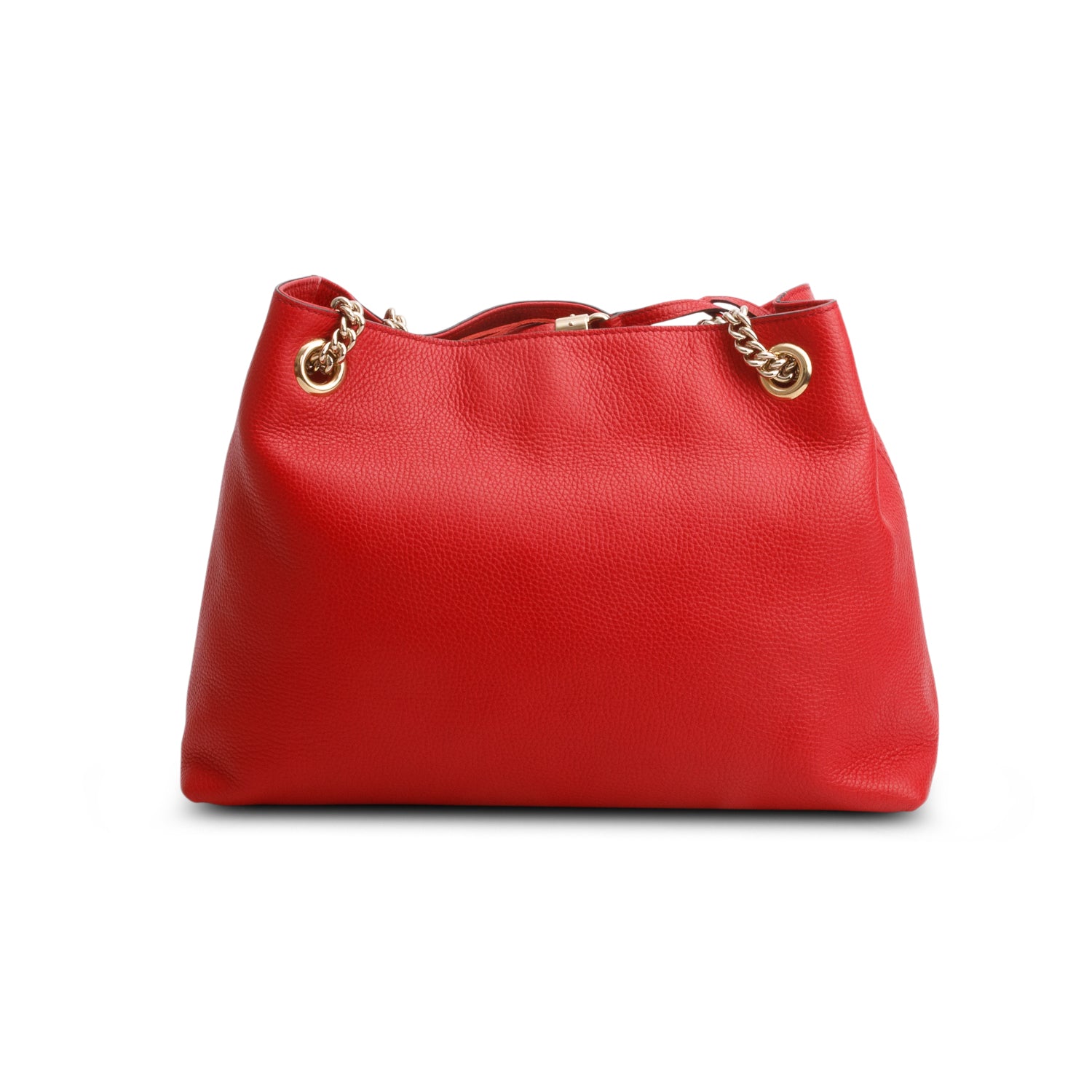 Gucci Red Pebbled Calfskin Medium Soho Chain Shoulder Bag