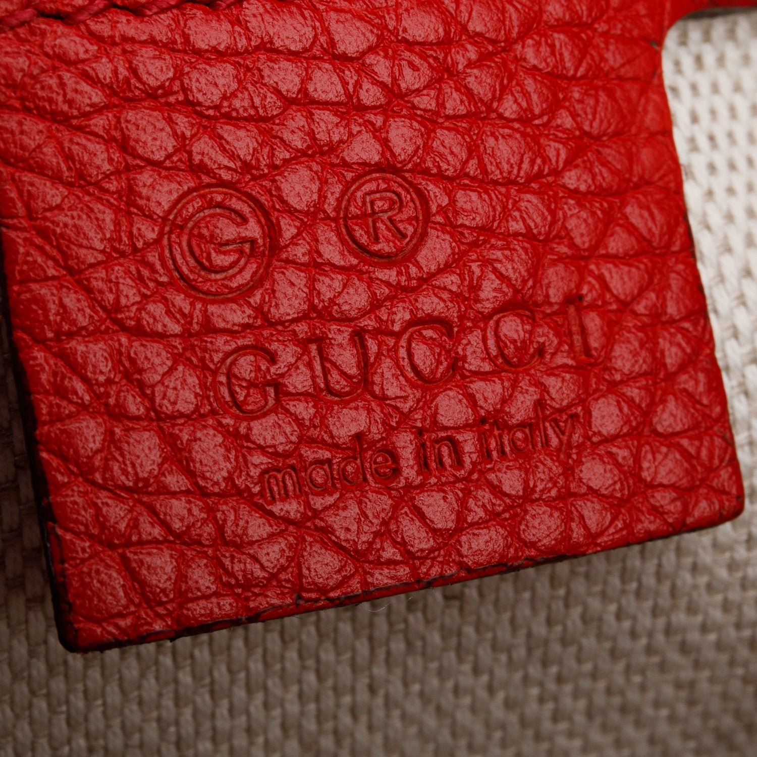 Gucci Red Pebbled Calfskin Medium Soho Chain Shoulder Bag