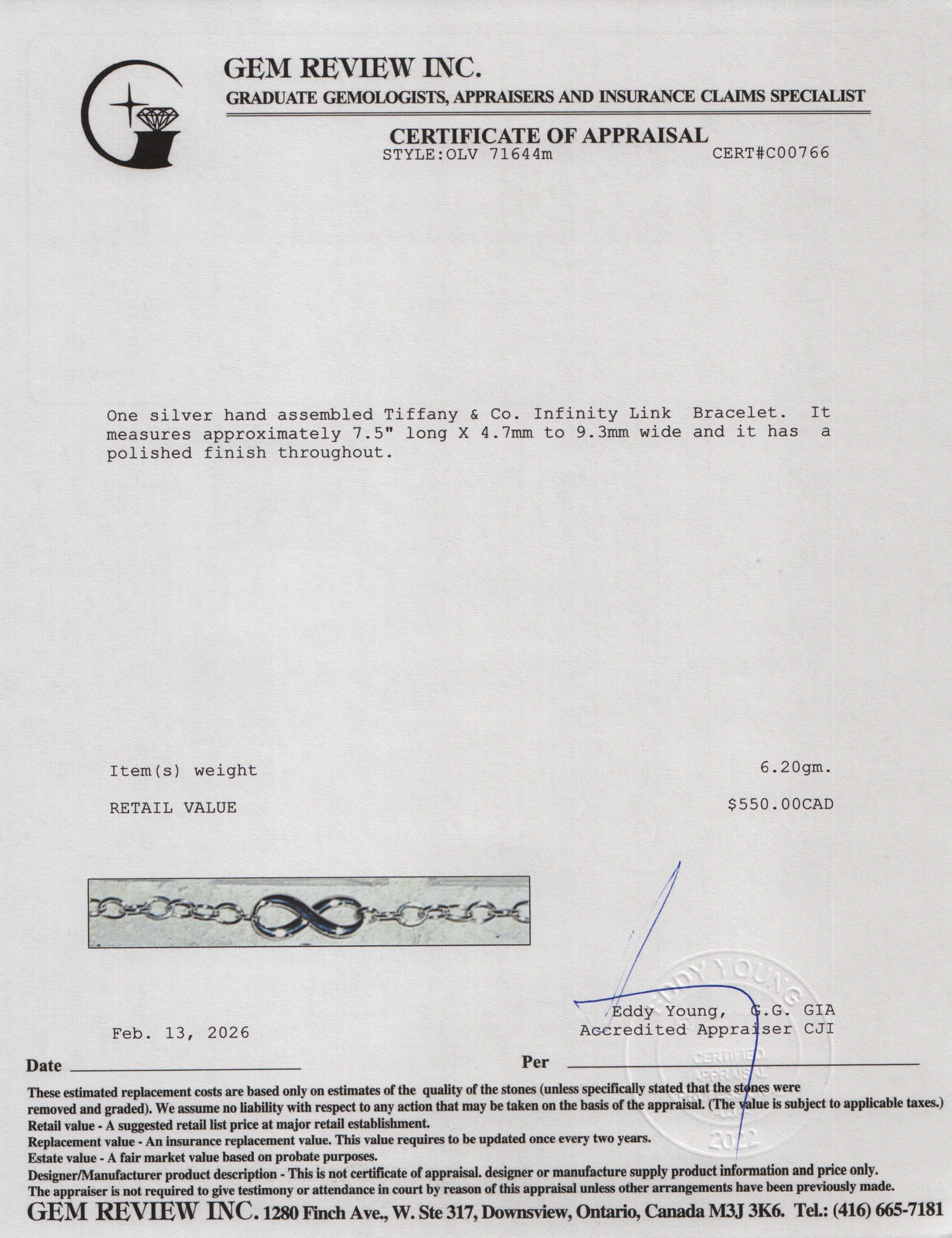 Tiffany & Co. Sterling Silver Infinity Link Bracelet