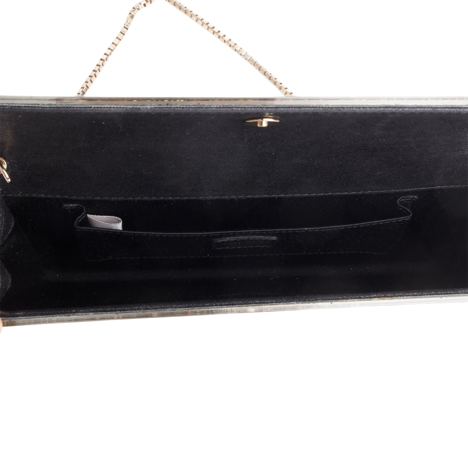 Jimmy Choo Black Acrylic Glitter Sweetie Clutch w/ Box & Chain