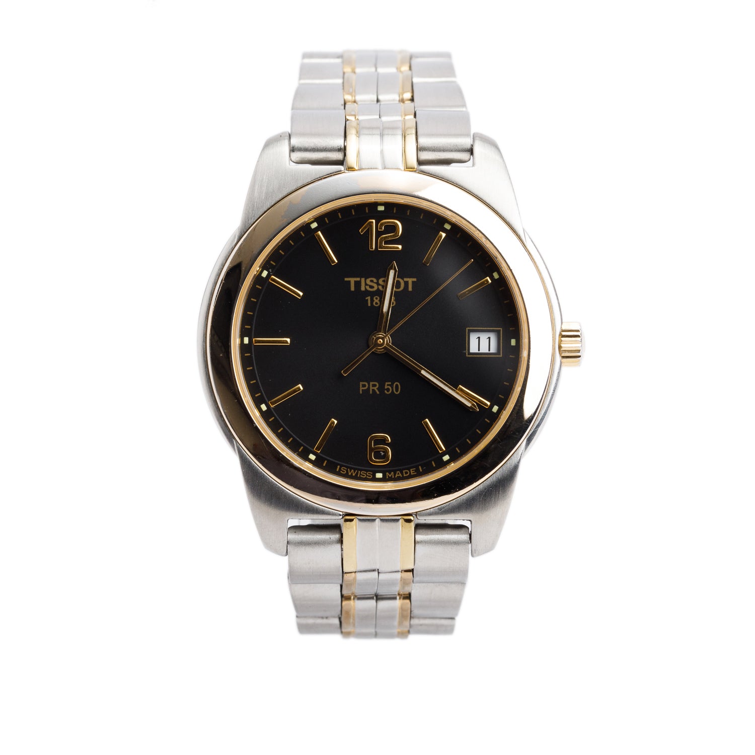 Tissot Two-Tone Stainless Steel PR50 36 MM Quartz Watch Black Dial