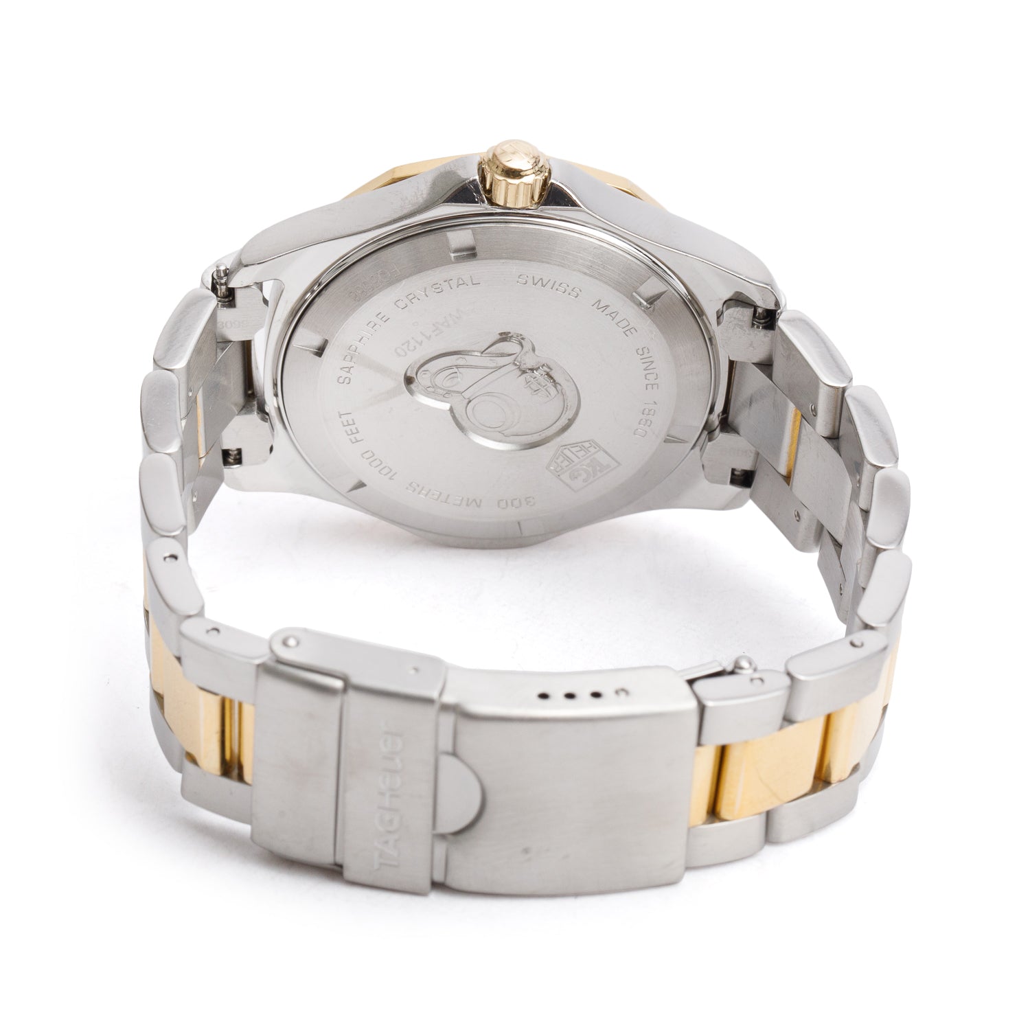 Tag Heuer Stainless Steel & Yellow Gold Plated Aquaracer 39 MM Quartz Watch Silver Dial WAF1120