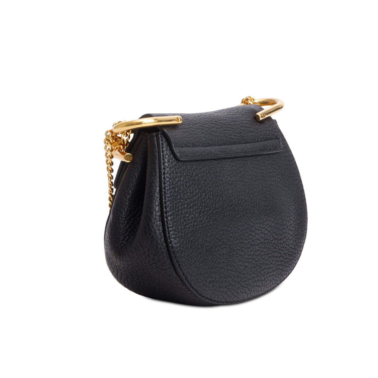 Chloe Black Grained Goatskin Nano Drew Shoulder Bag