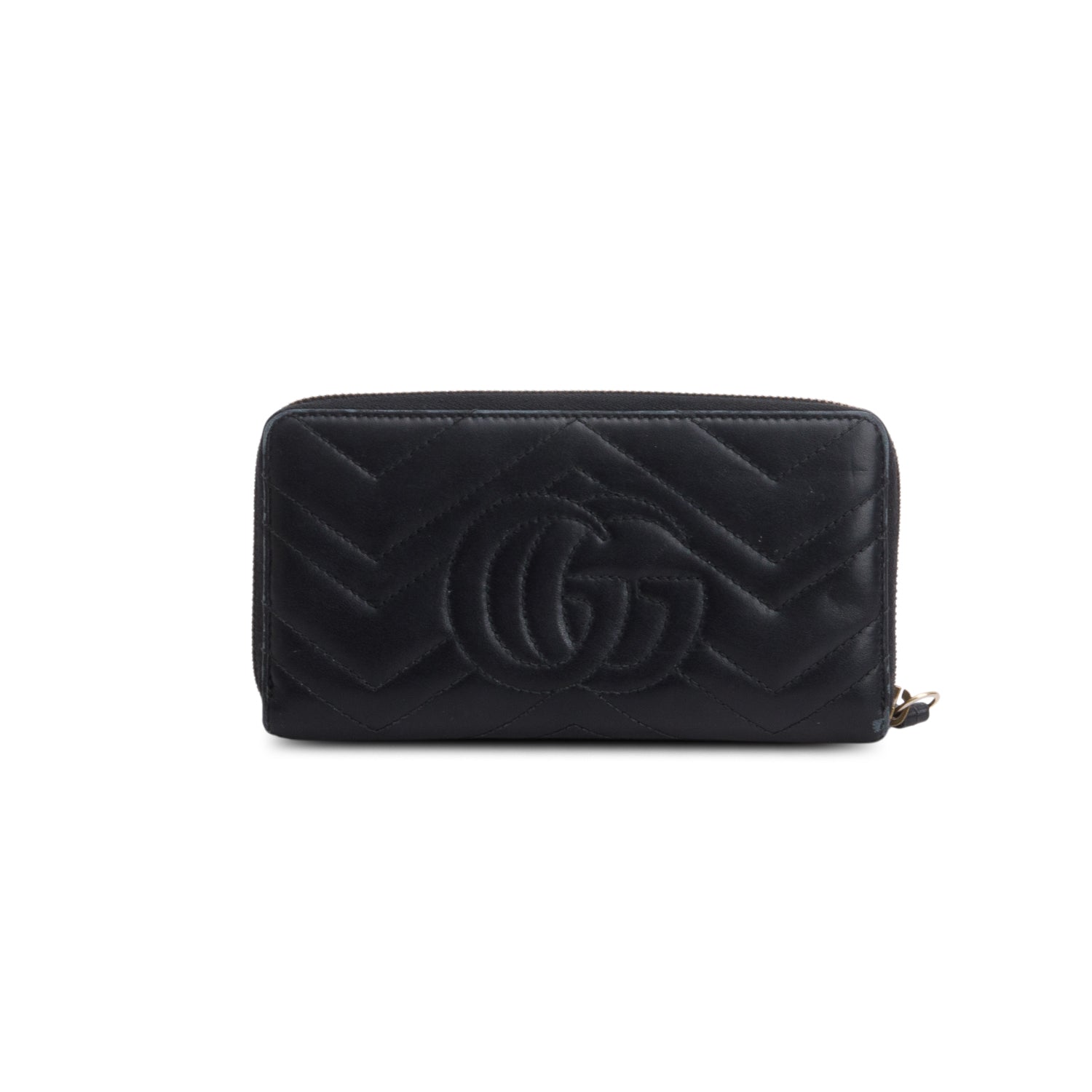 Gucci Black GG Marmont Matelasse Leather Zip Around Wallet
