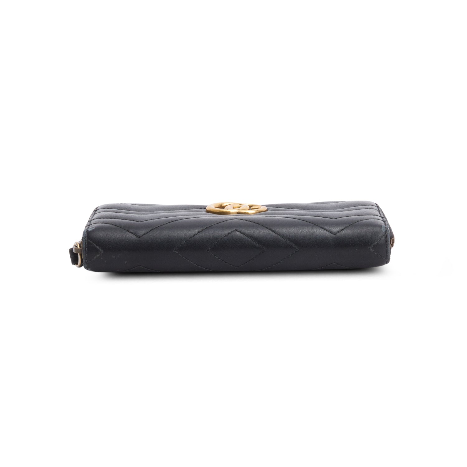 Gucci Black GG Marmont Matelasse Leather Zip Around Wallet