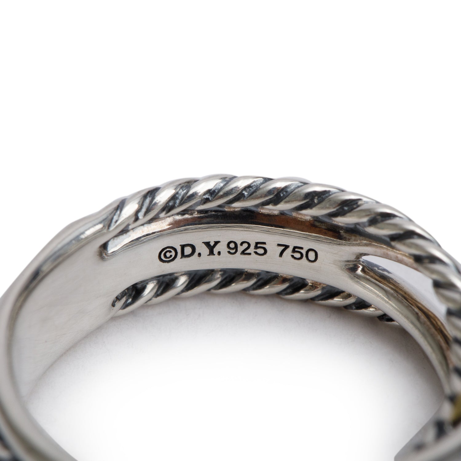 David Yurman Sterling Silver & 18k Yellow Gold X Crossover Band Ring, Size 7.5