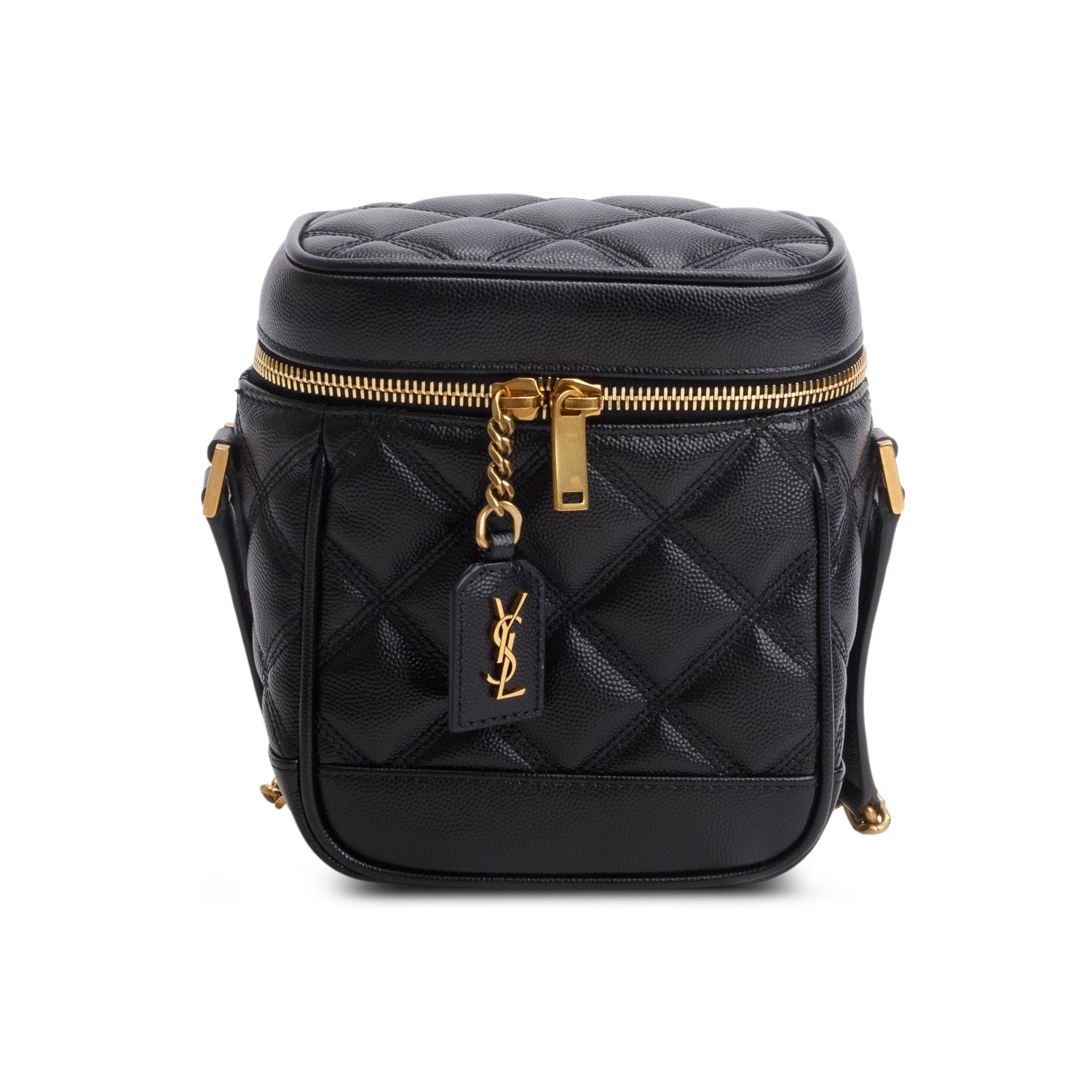 Saint Laurent 2022 Black Grain de Poudre Quilted 80's Vanity Bag w/ Box