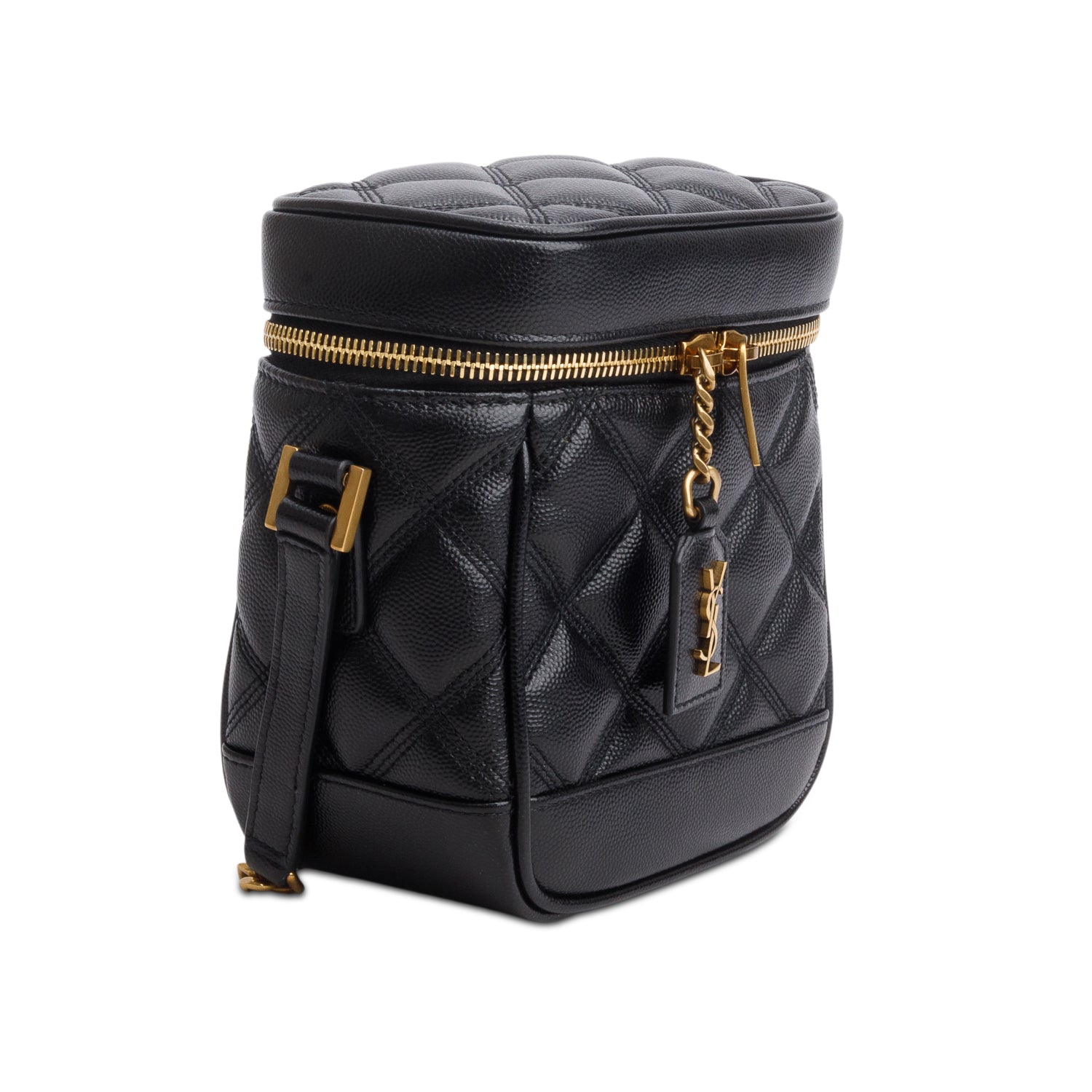 Saint Laurent 2022 Black Grain de Poudre Quilted 80's Vanity Bag w/ Box