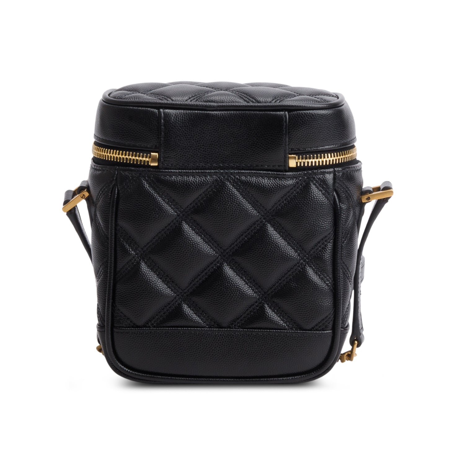 Saint Laurent 2022 Black Grain de Poudre Quilted 80's Vanity Bag w/ Box