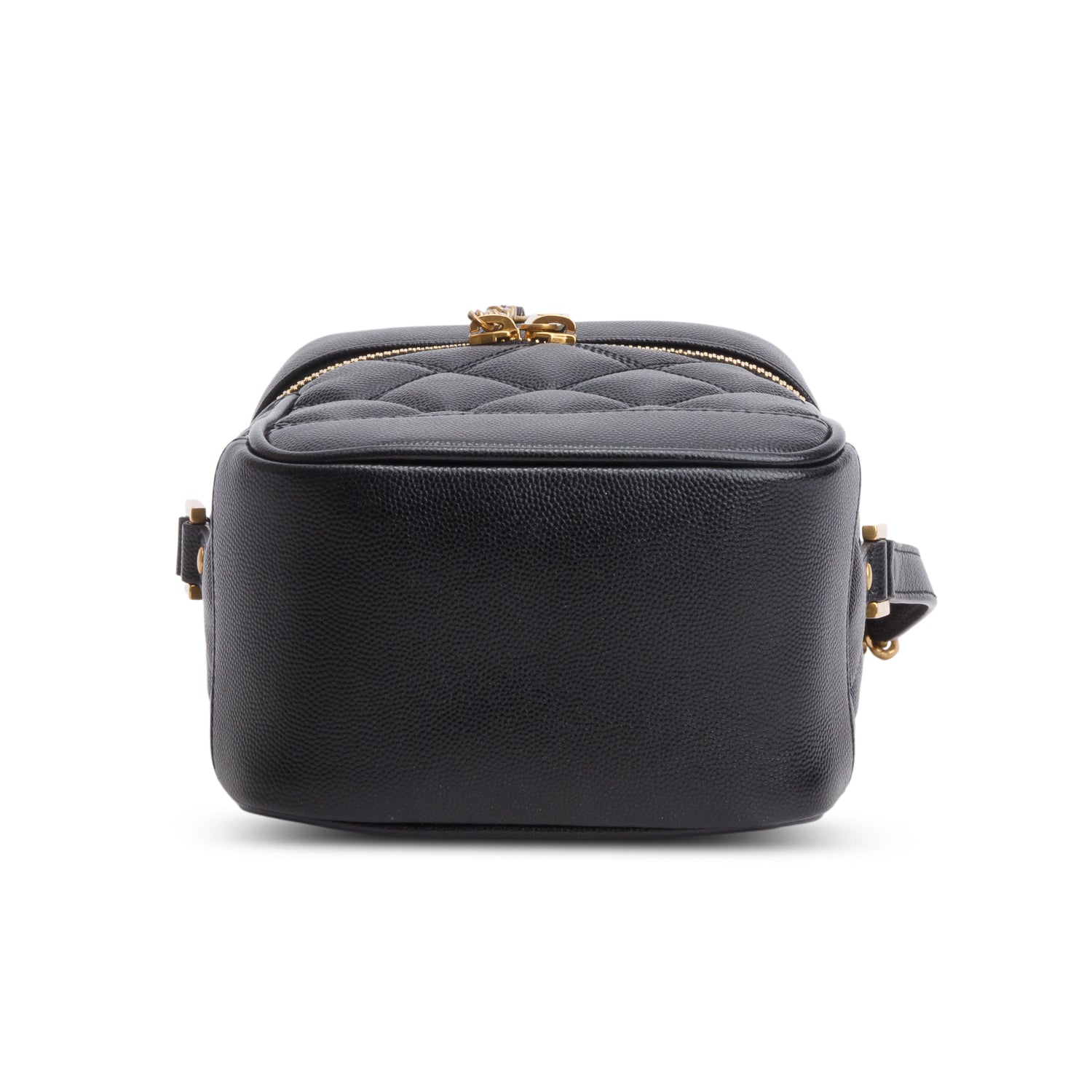 Saint Laurent 2022 Black Grain de Poudre Quilted 80's Vanity Bag w/ Box