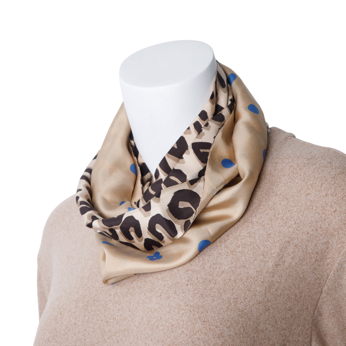 Louis Vuitton Brown Leopard Silk Snood Infinity Scarf