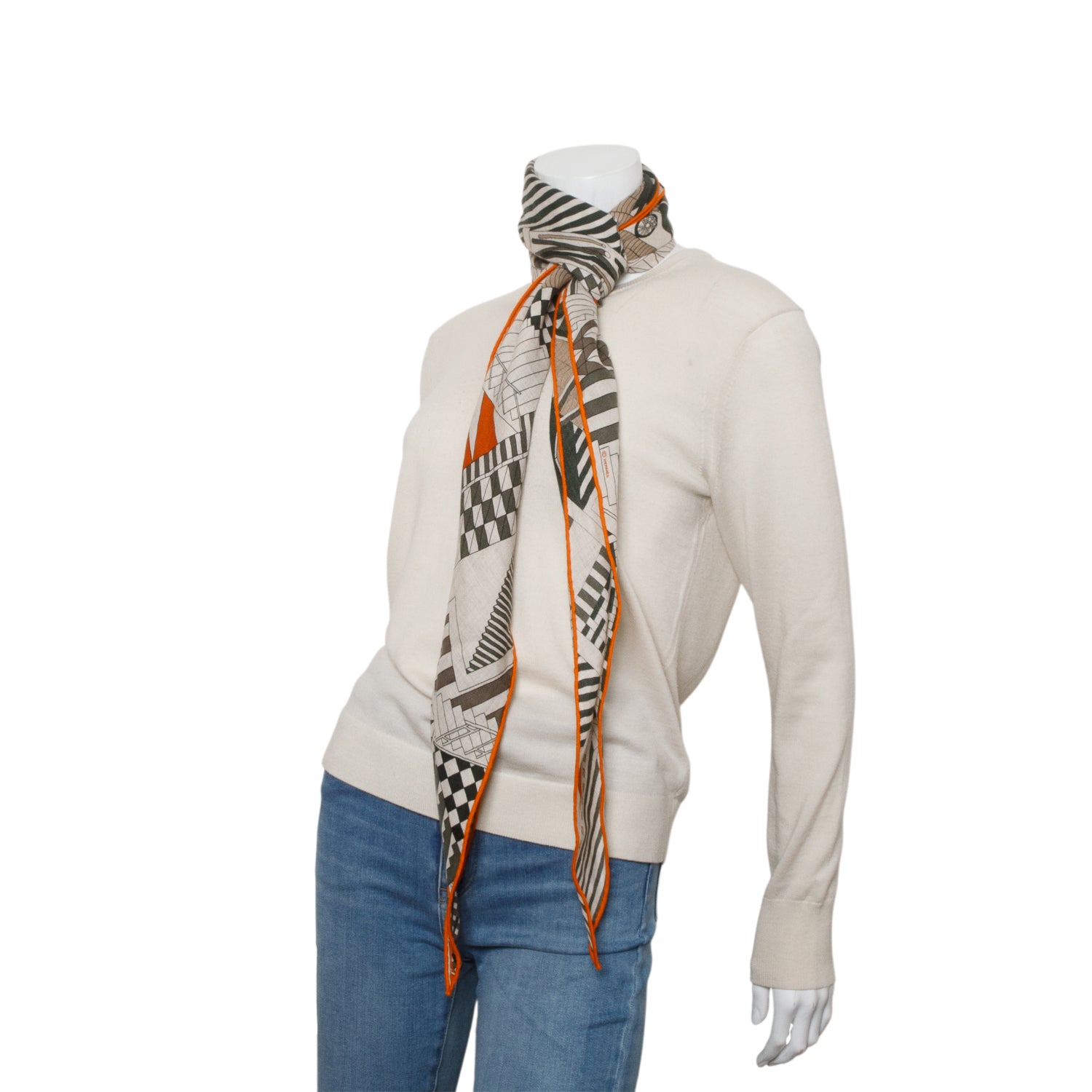 Hermes Multicolor Cashmere Silk 'Promenade Au Faubourg' Losange Scarf