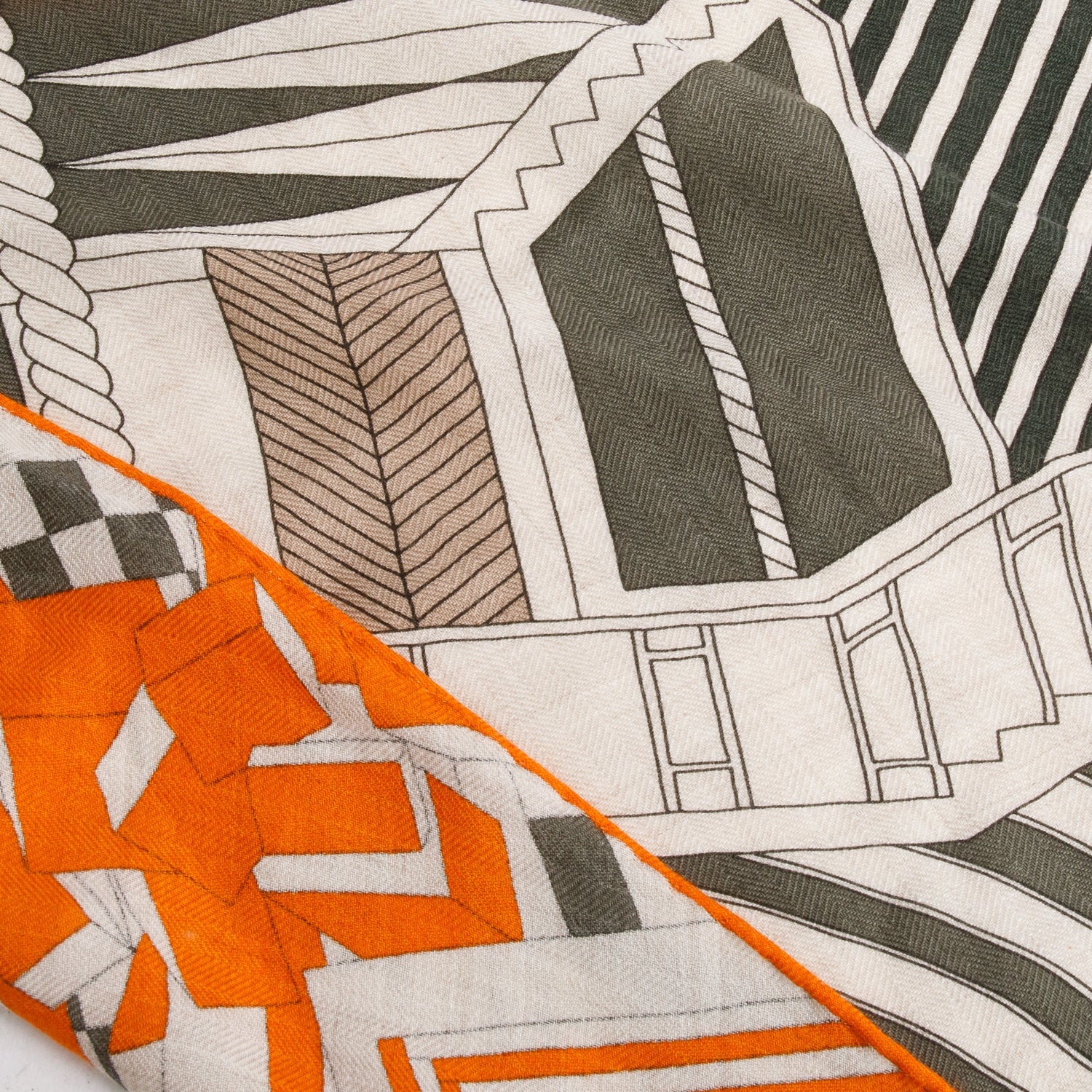 Hermes Multicolor Cashmere Silk 'Promenade Au Faubourg' Losange Scarf