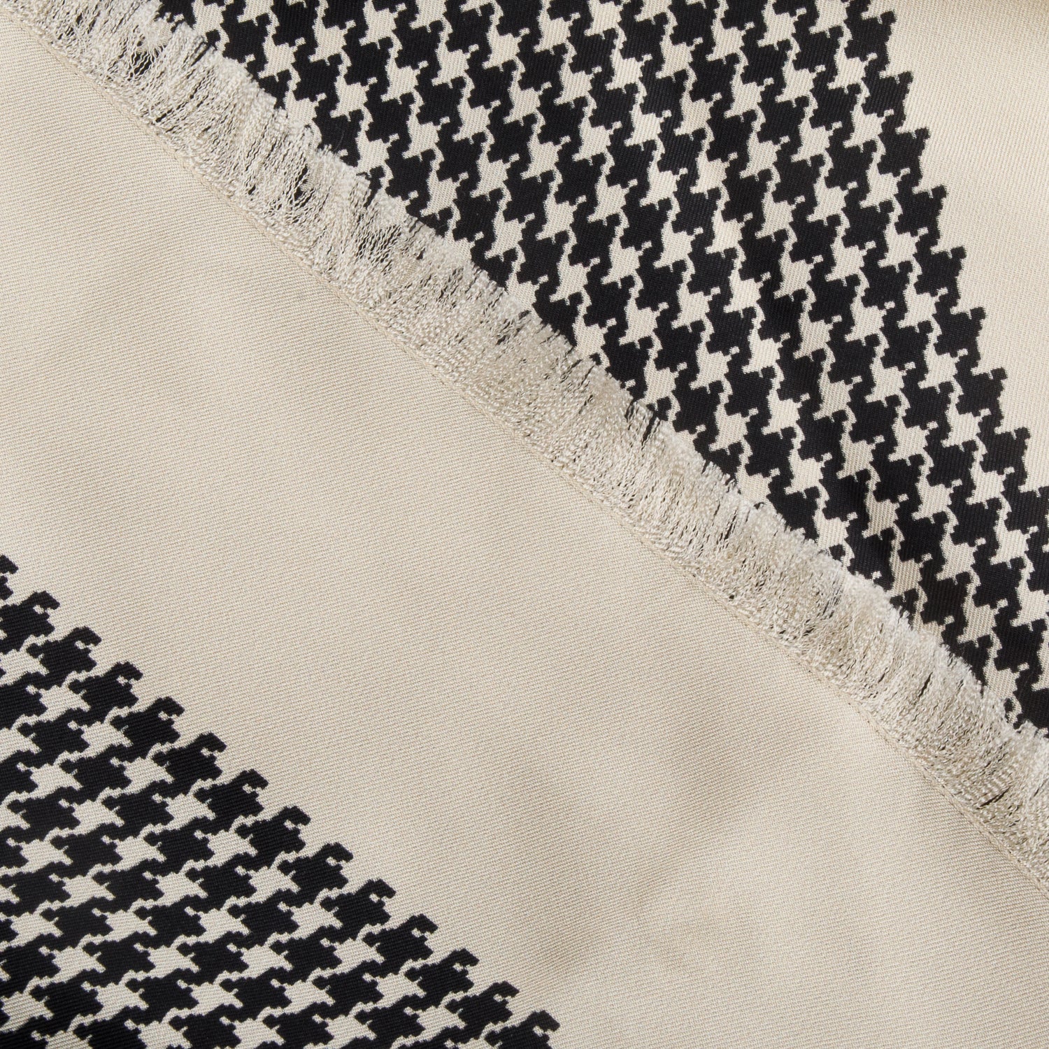 Christian Dior Cream Black Silk Houndstooth Scarf 90
