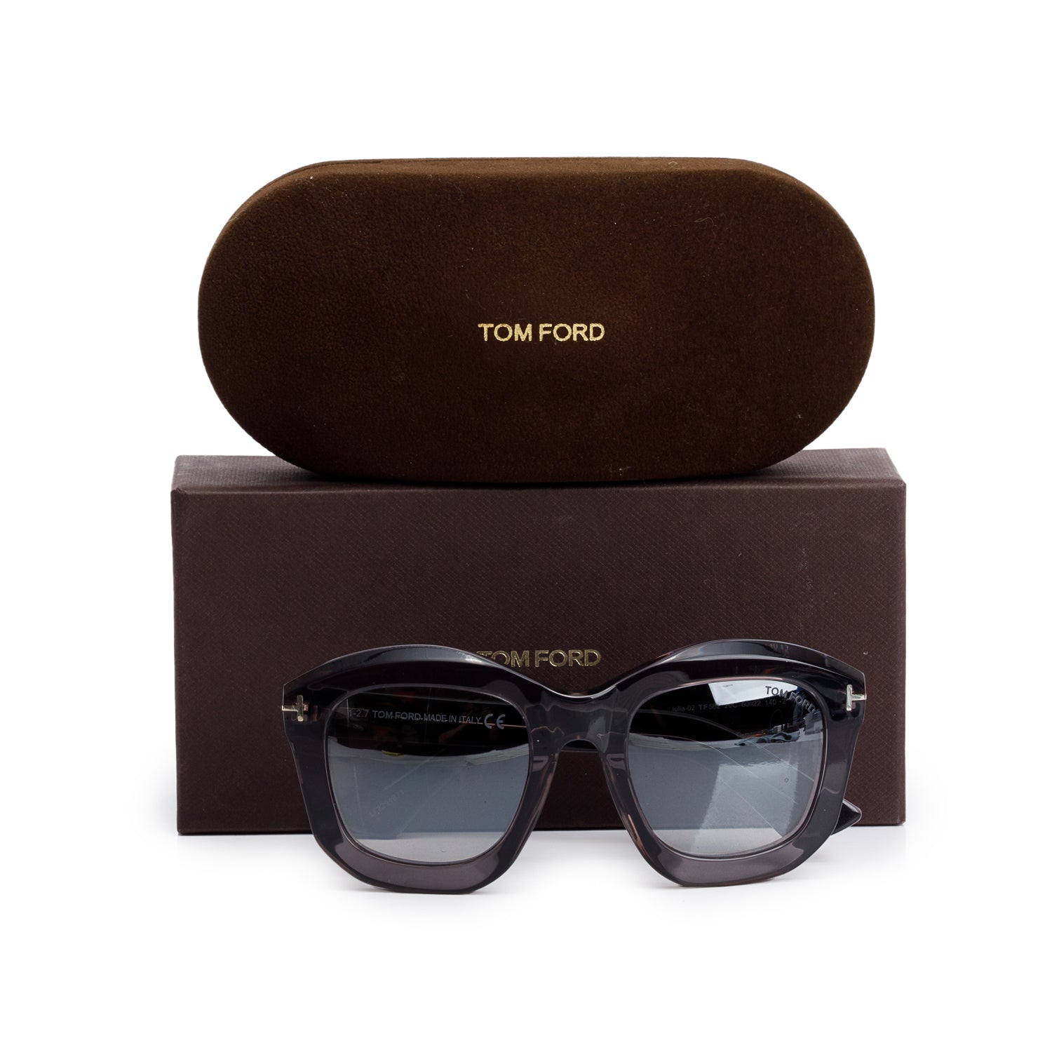 Tom Ford TF582 Purple Acetate Julia 02 Square Sunglasses w/ Box & Case