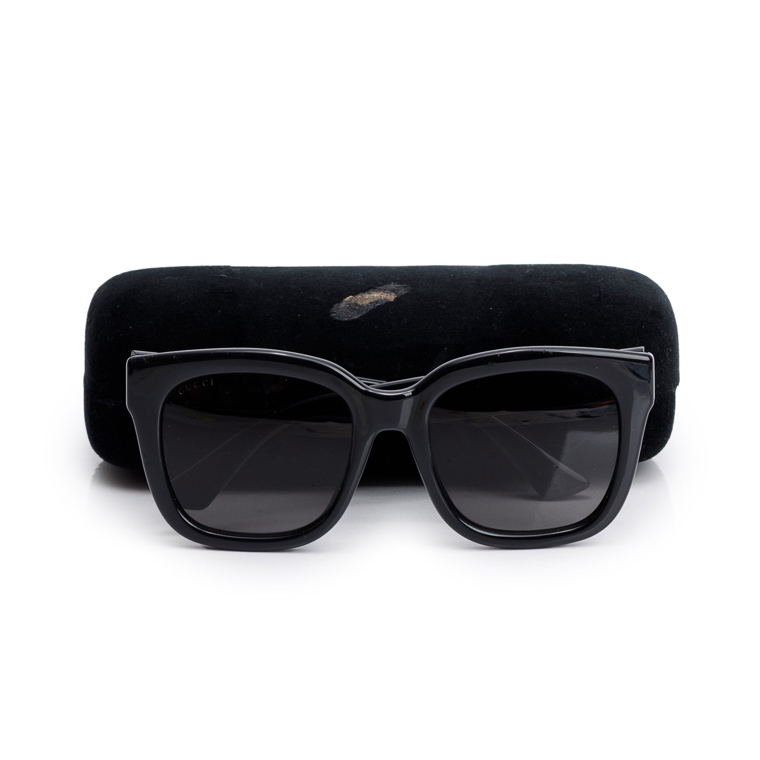 Gucci GG1338S Black Acetate Interlocking G Accent Oversize Square Sunglasses w/ Case