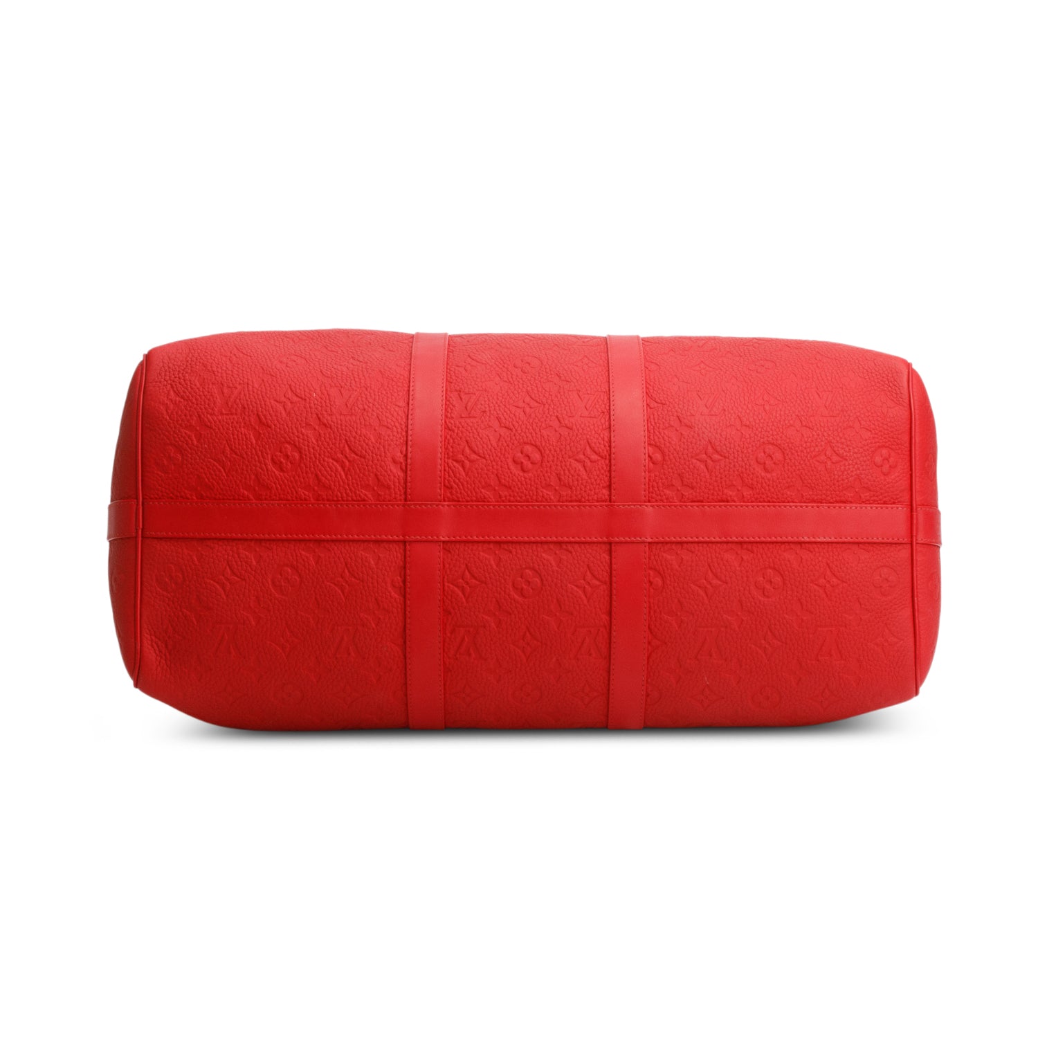 Louis Vuitton Red Monogram Taurillon Embossed Leather Keepall Bandouliere 50