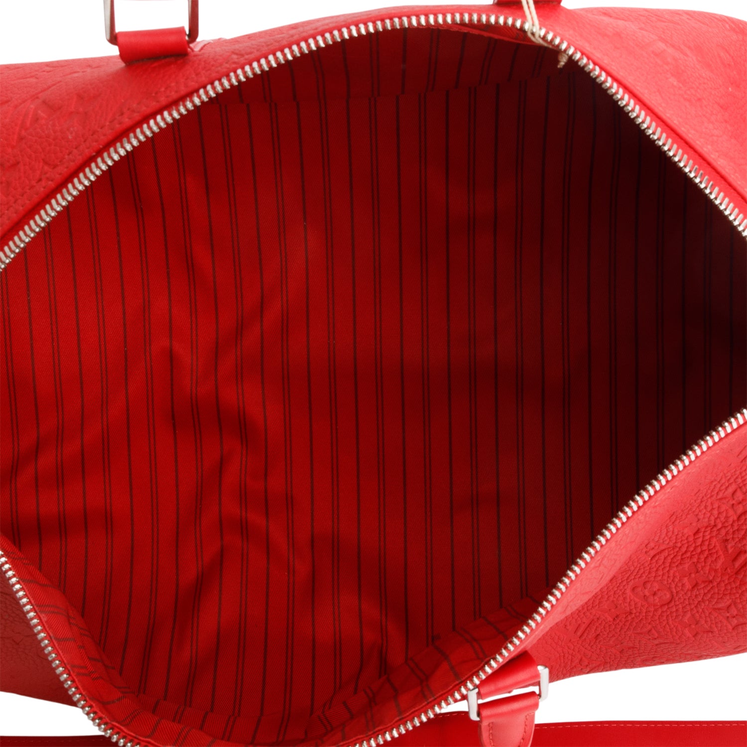 Louis Vuitton Red Monogram Taurillon Embossed Leather Keepall Bandouliere 50