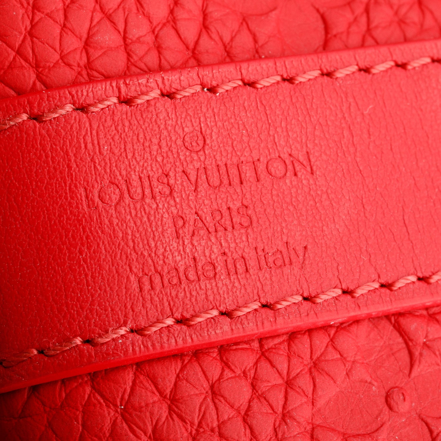 Louis Vuitton Red Monogram Taurillon Embossed Leather Keepall Bandouliere 50
