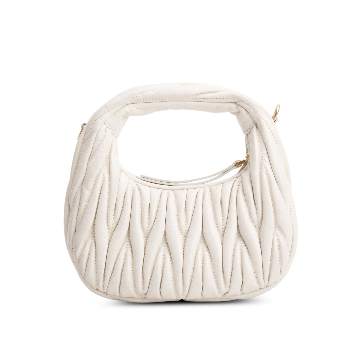 Miu Miu Cream Nappa Matelasse Mini Wander Hobo w/ Strap