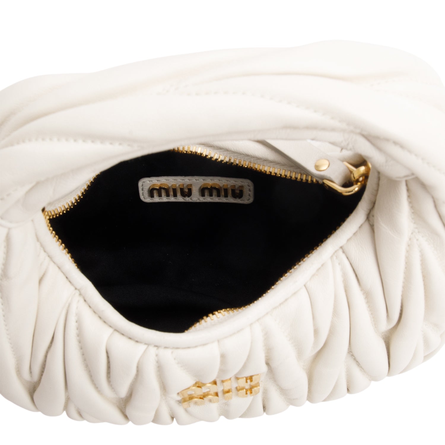 Miu Miu Cream Nappa Matelasse Mini Wander Hobo w/ Strap