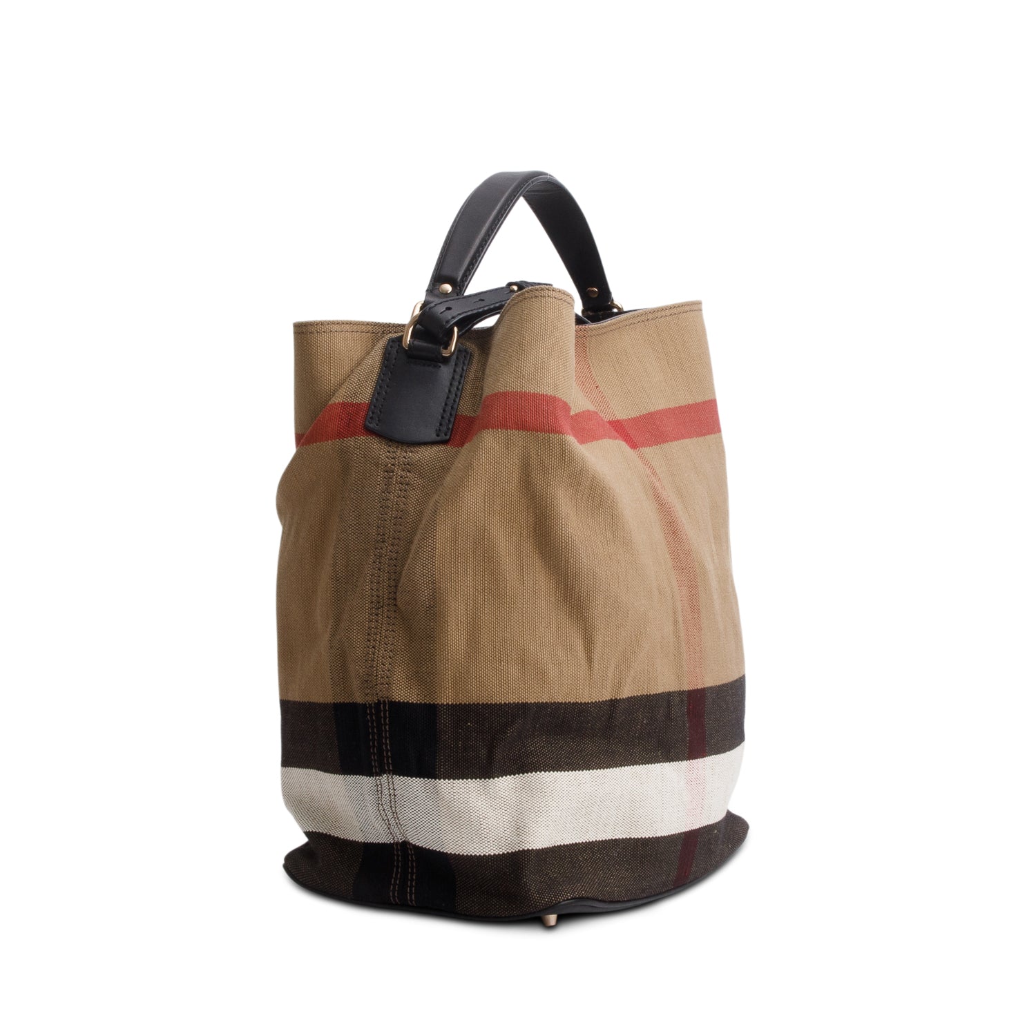 Burberry Mega Check Ashby Bucket Bag w/ Strap & Pouch