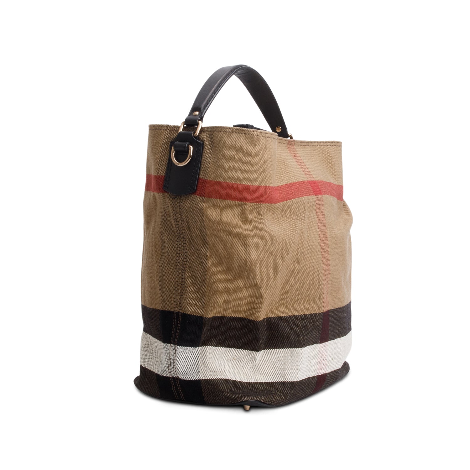 Burberry Mega Check Ashby Bucket Bag w/ Strap & Pouch