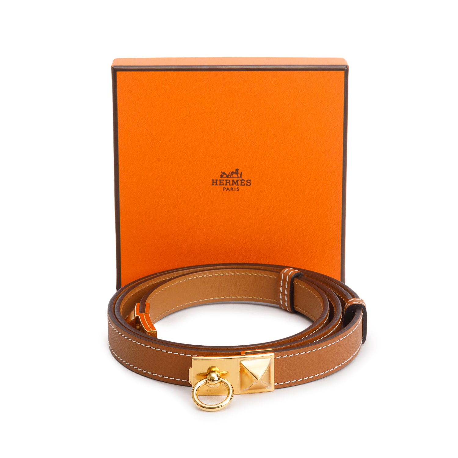Hermes 2020 Gold Epsom Calfskin Rivale 18 Belt w/ Box
