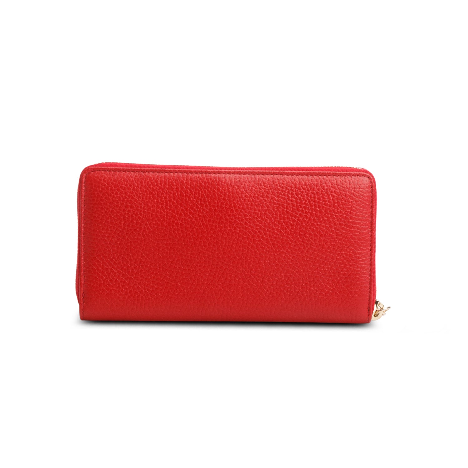 Gucci Red Pebble Calfskin Soho Zip Around Wallet