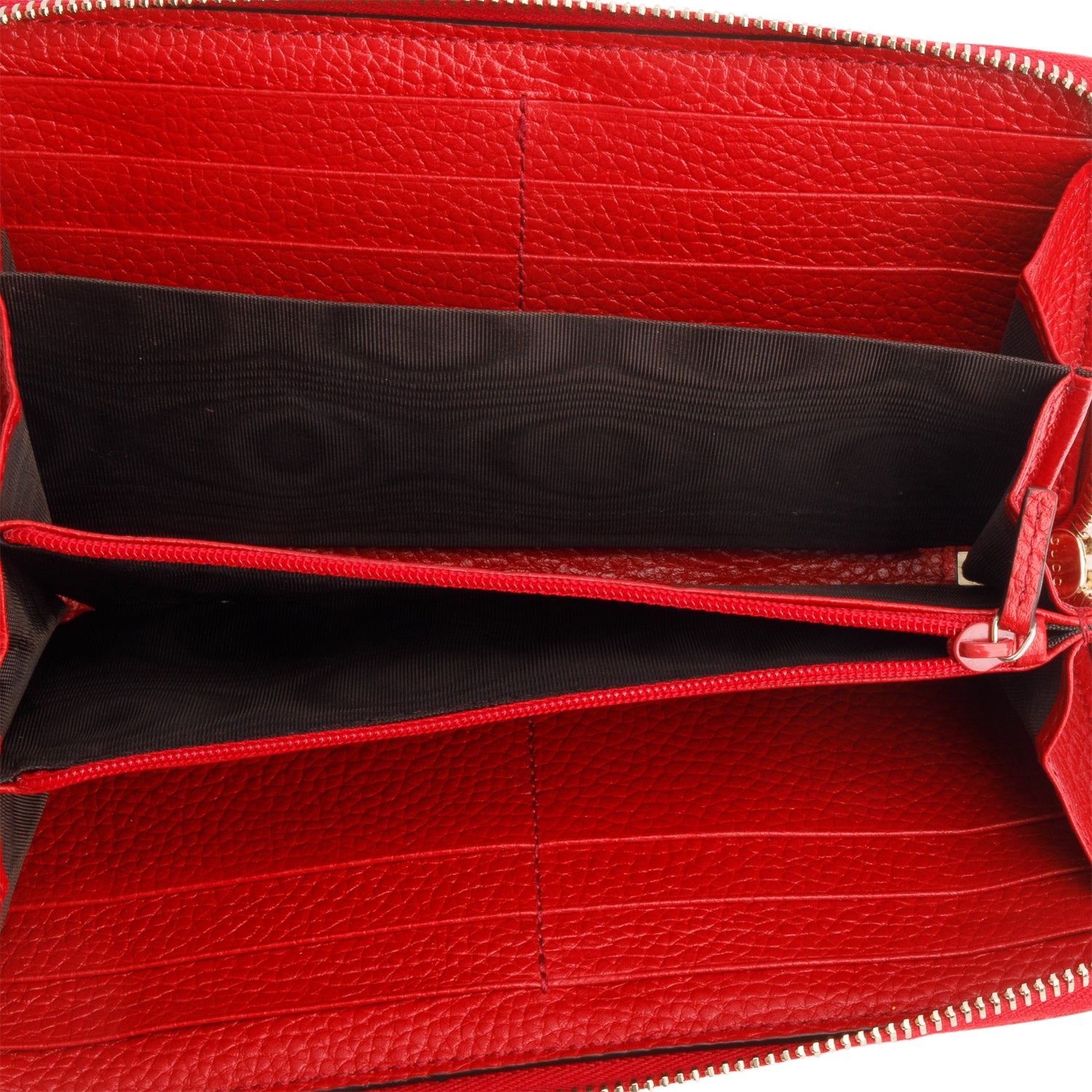 Gucci Red Pebble Calfskin Soho Zip Around Wallet