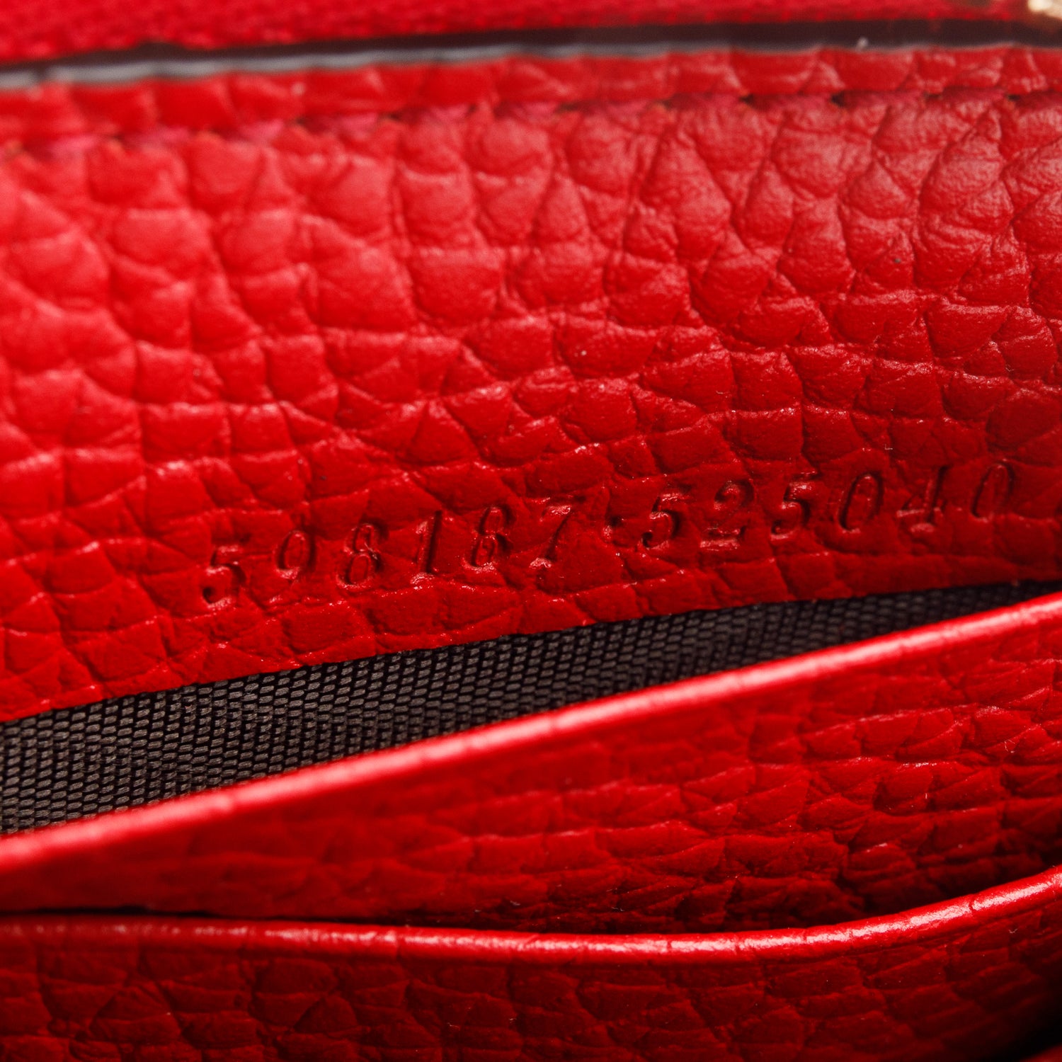 Gucci Red Pebble Calfskin Soho Zip Around Wallet