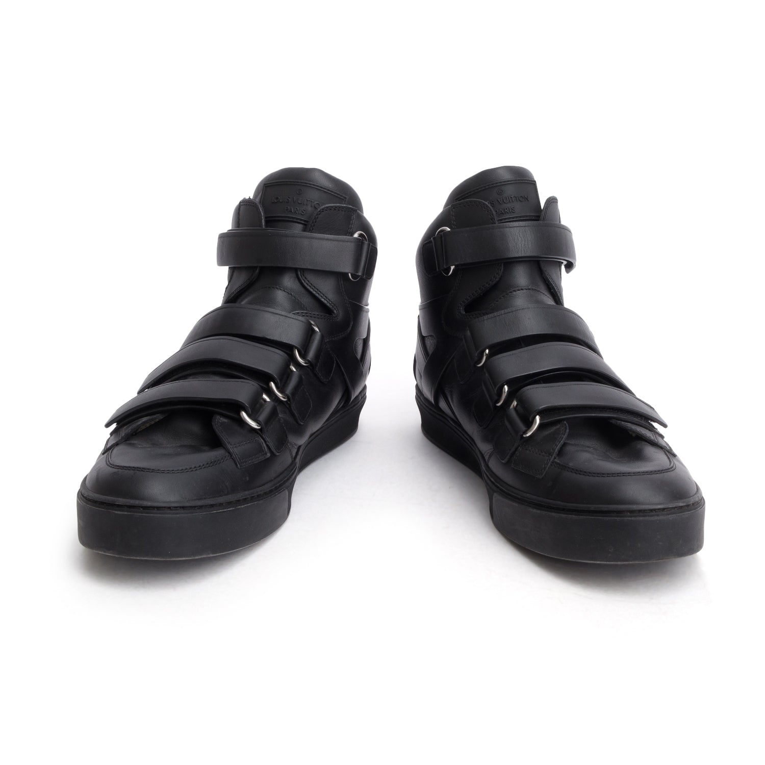 Louis Vuitton Black Calfskin Boxing High Top Triple Black Sneakers, Men's Size 9.5