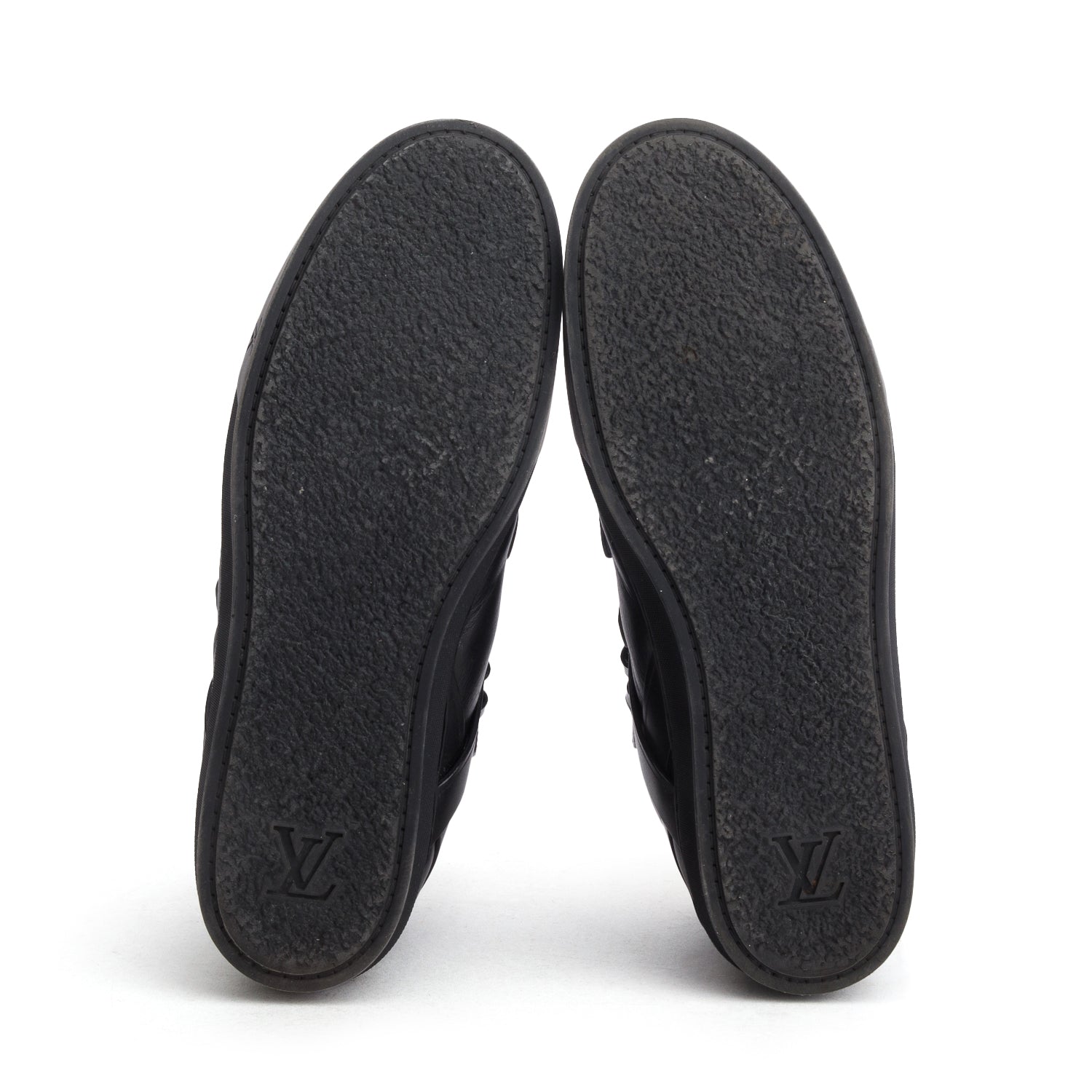 Louis Vuitton Black Calfskin Boxing High Top Triple Black Sneakers, Men's Size 9.5