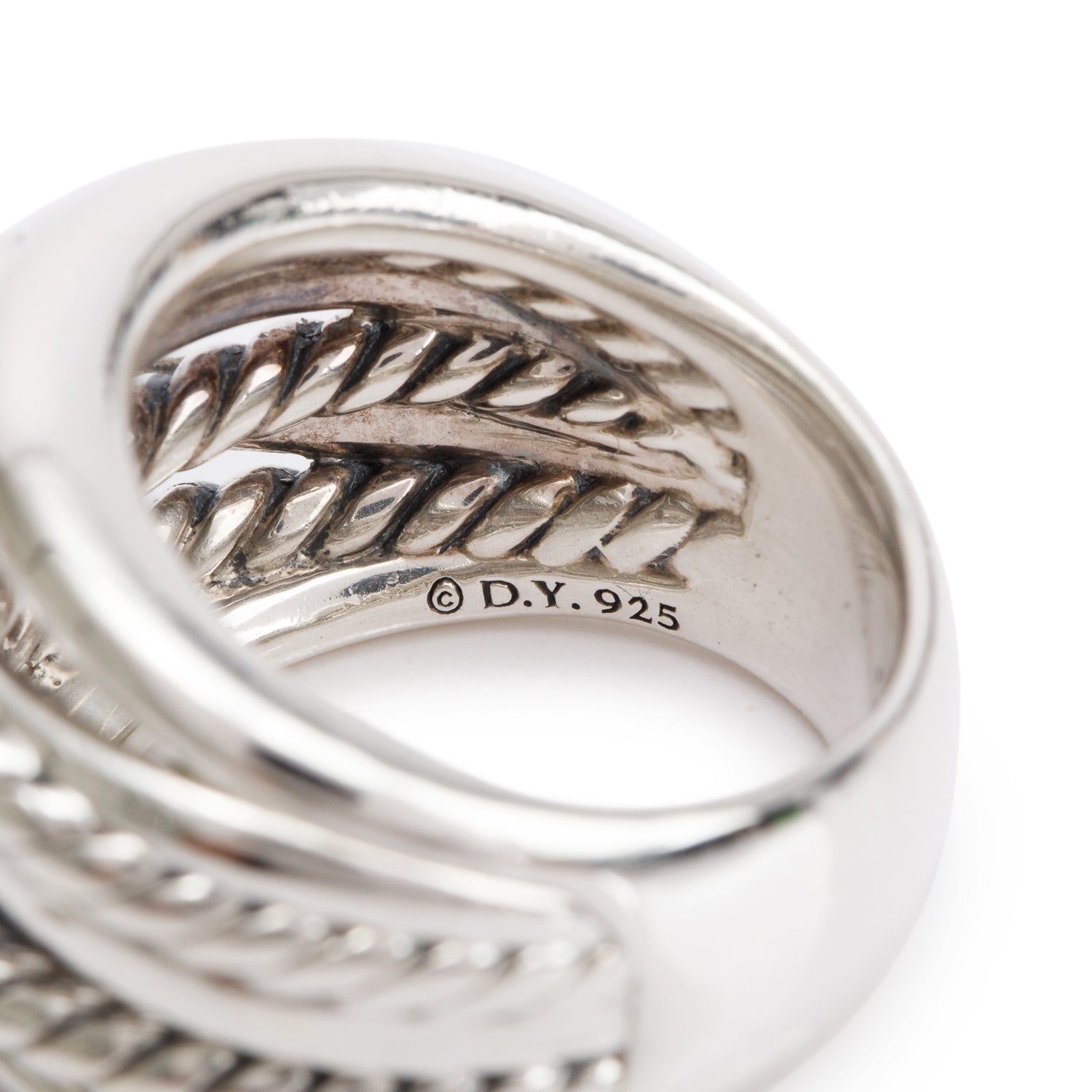 David Yurman Sterling Silver 17 MM Crossover Ring, Size 7.75