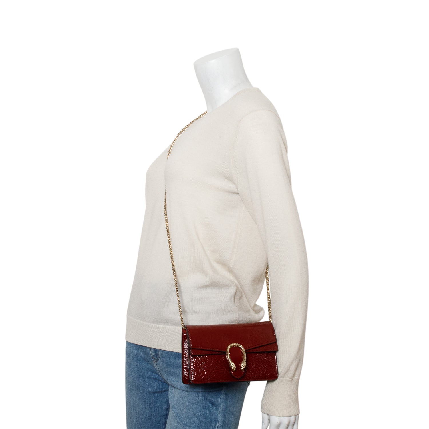 Gucci Red Crinkled Patent Leather Mini Dionysus Shoulder Bag w/ Box