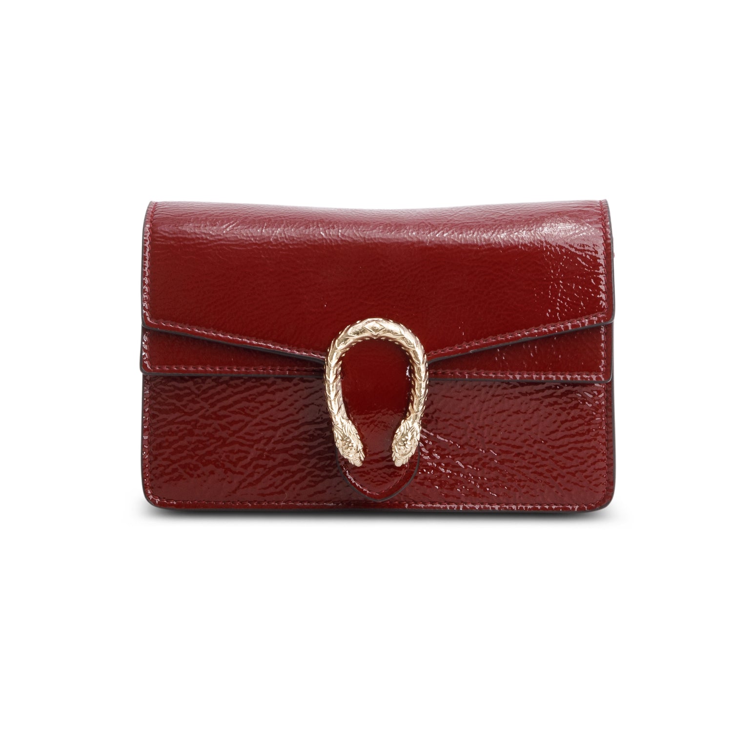 Gucci Red Crinkled Patent Leather Mini Dionysus Shoulder Bag w/ Box