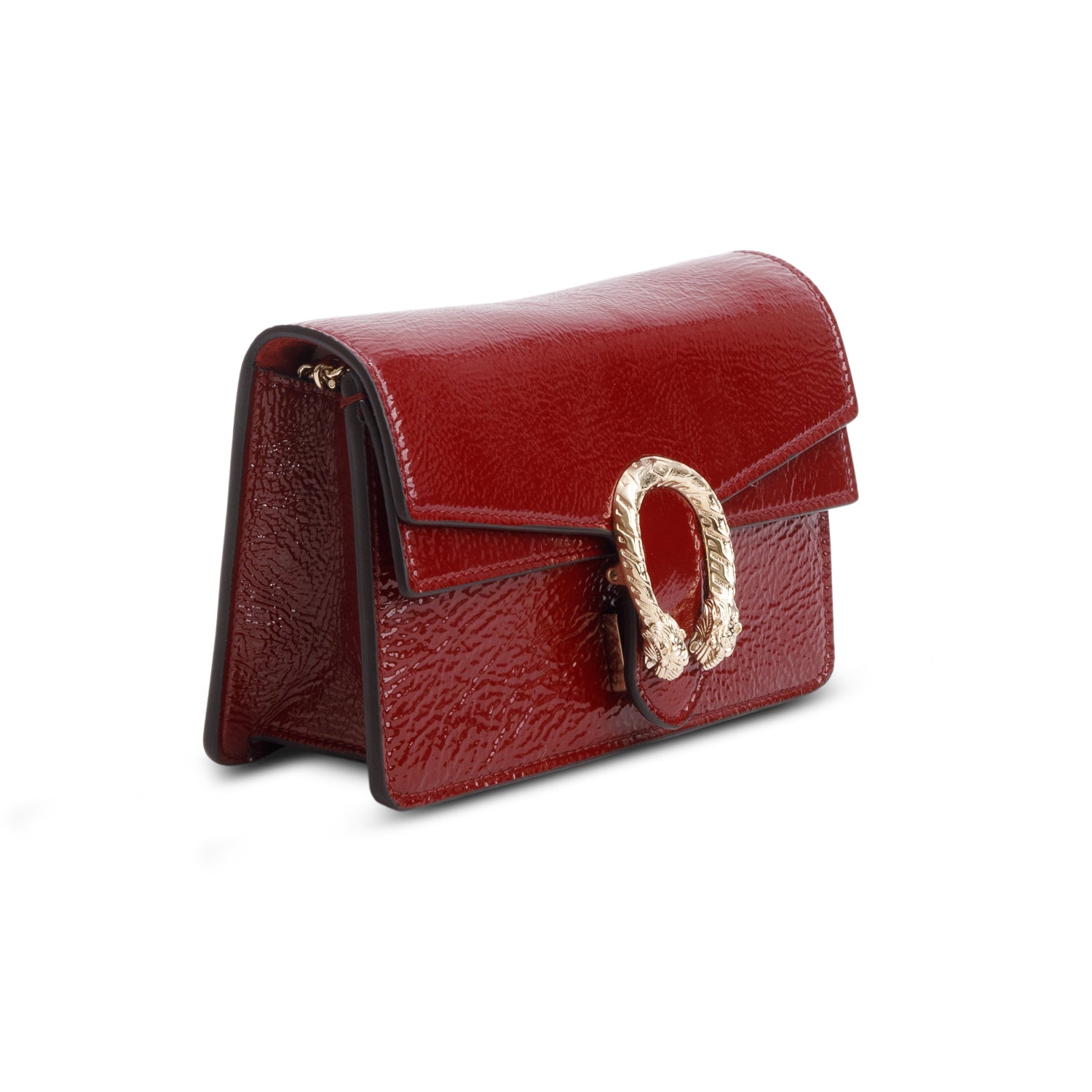 Gucci Red Crinkled Patent Leather Mini Dionysus Shoulder Bag w/ Box