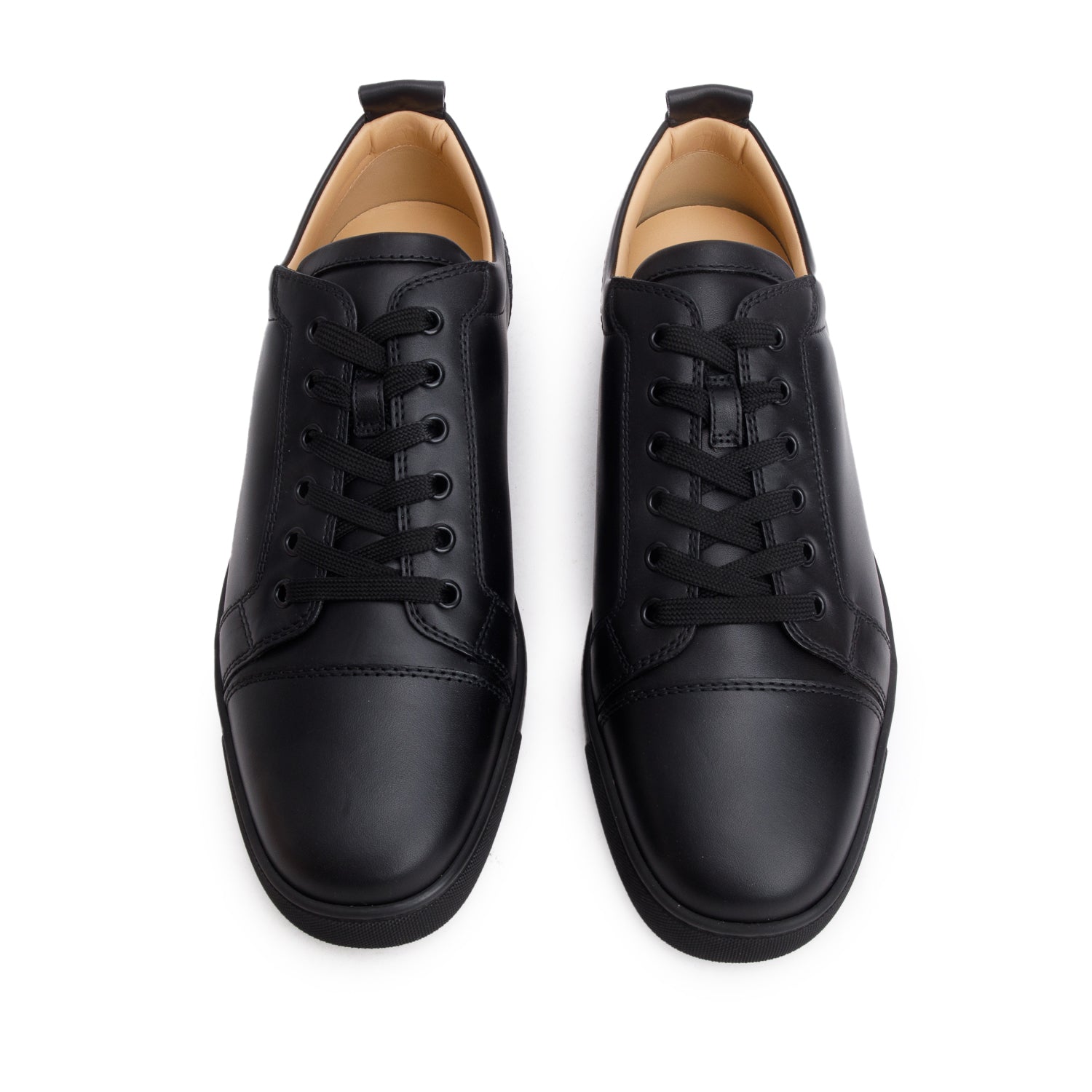 Christian Louboutin Black Calf Leather Louis Junior Plat Sneakers, Men's Size 44