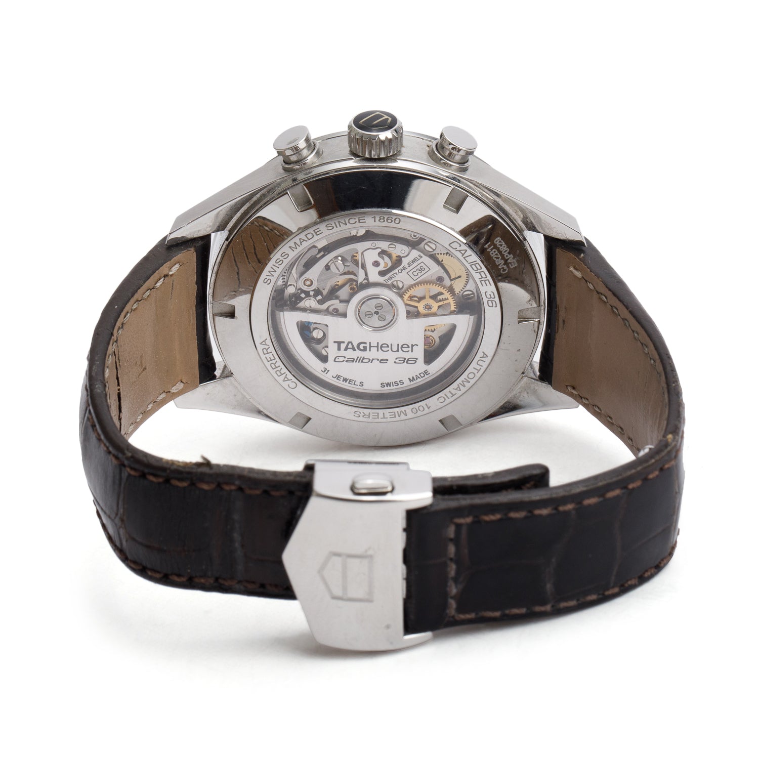 Tag Heuer Stainless Steel Carrera Calibre 36 43 MM Automatic Chronograph Watch Grey & Silver Dial CAR2B11 w/ Box & Papers